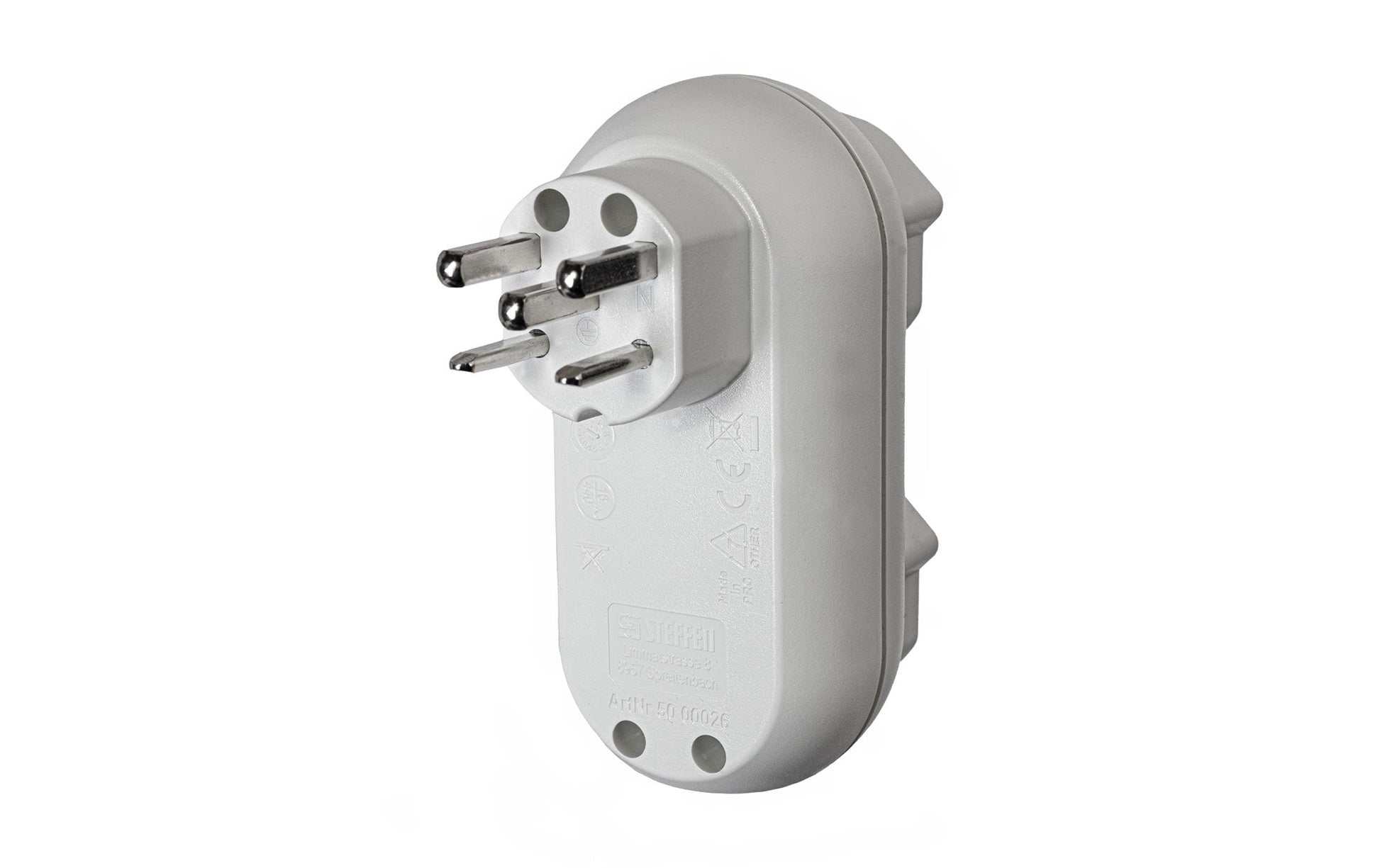 Steffen STRONG Mehrfachadapter T25 zu 2×T25 – 2× Fassungen, 16 A/7040 W, 0,12 m – Weiss