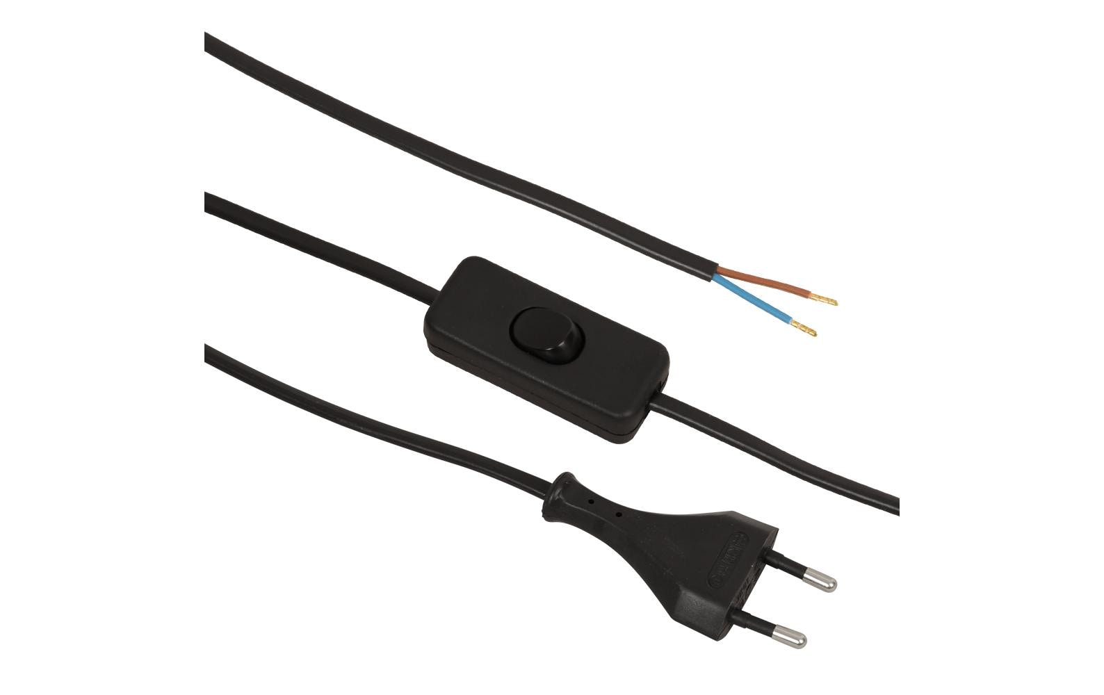 M. Schönenberger Schönenberger Verlängerungskabel, T26–offen, 1,8 m, IP20, 0,75 mm², mit Wippschalter – schwarz