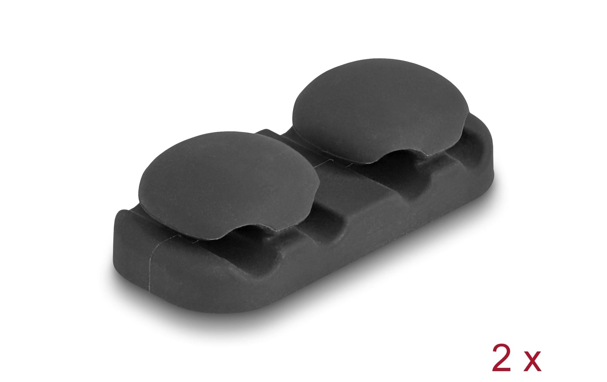 DeLOCK Kabelhalter, selbstklebend, 4 Durchführungen, Ø 6 mm, 2er-Pack – schwarz