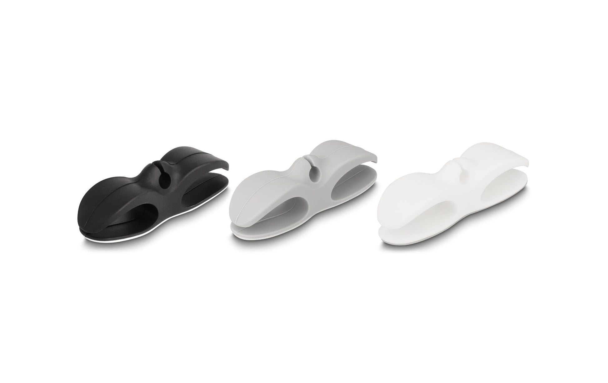 DeLOCK Kabelhalter, 3 Durchführungen, selbstklebend, für Kabel bis Ø 15 mm, 3er-Set – schwarz/grau/weiss