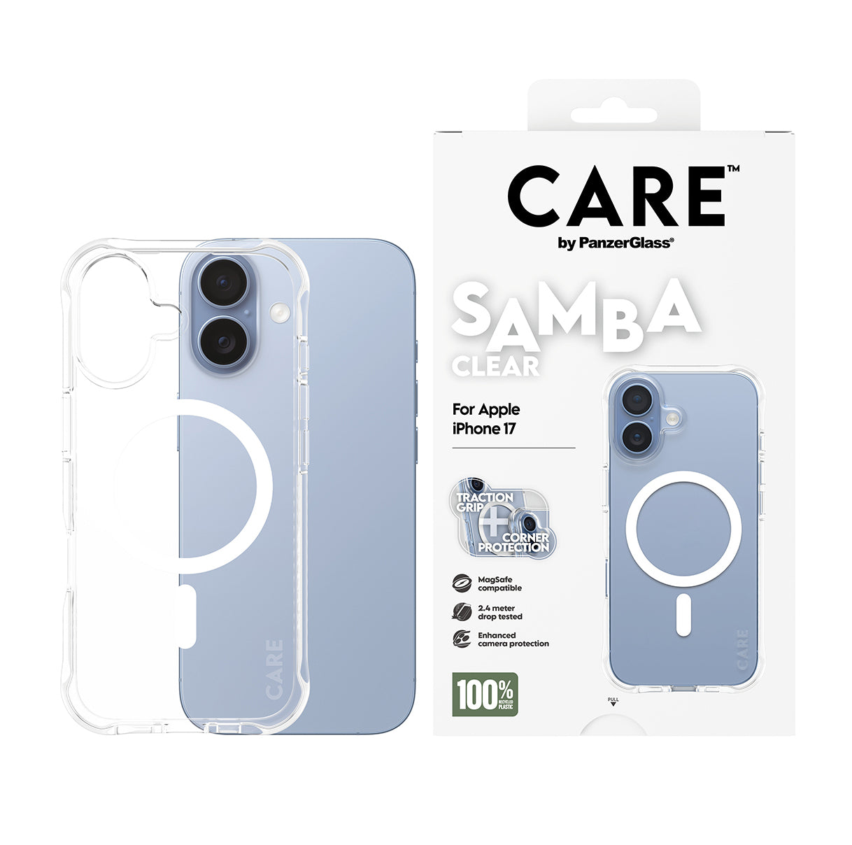 PanzerGlass Backcover Samba – für Apple iPhone 17 – transparent – TPU, MagSafe-kompatibel
