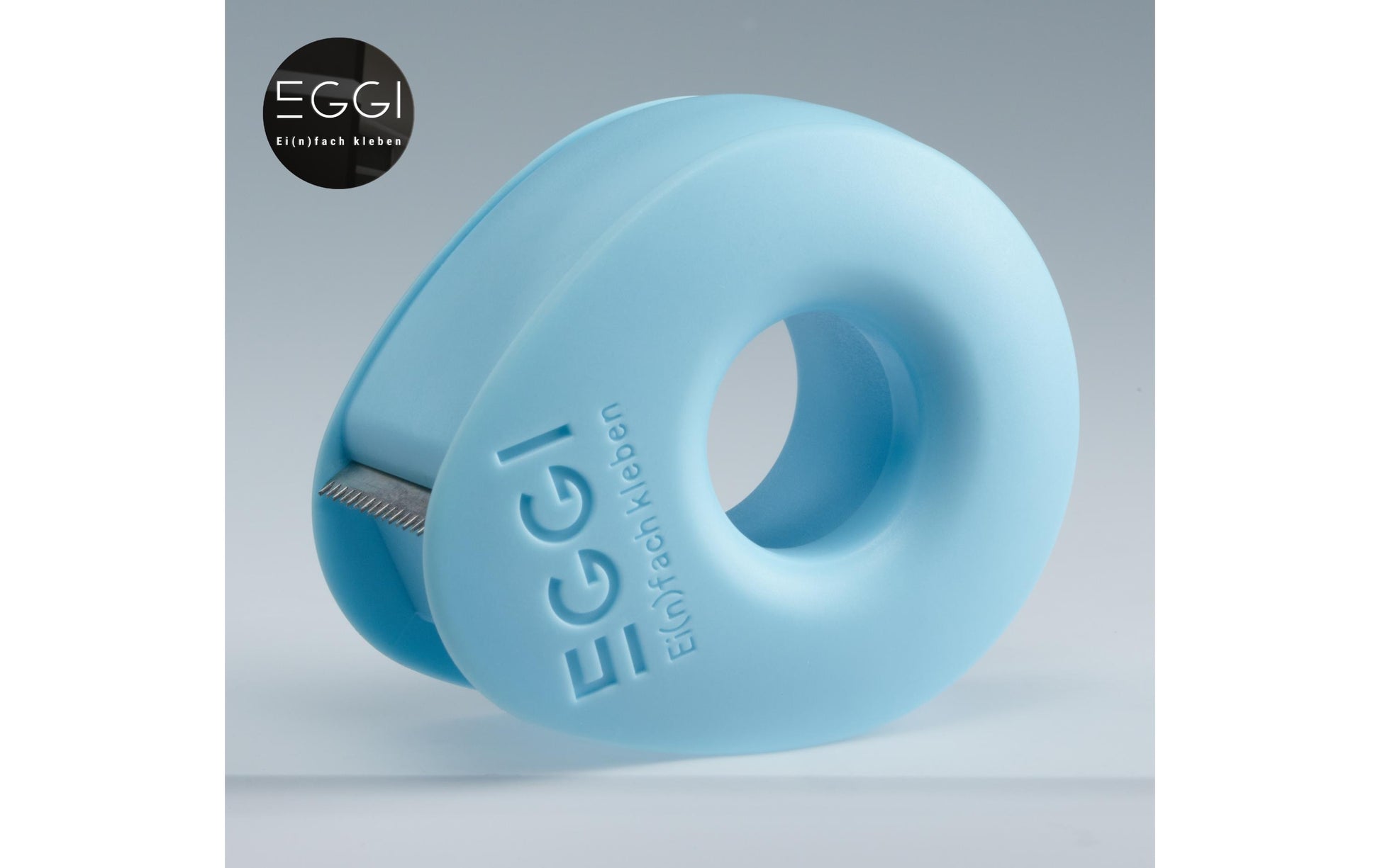 EGGI Handabroller – für Klebeband bis 19 mm × 10 m, Recycling-Kunststoff, Blau