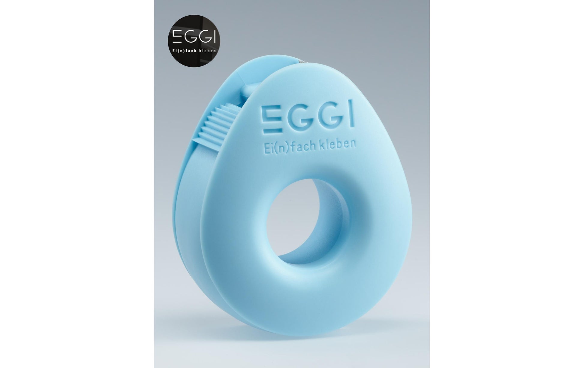EGGI Handabroller – für Klebeband bis 19 mm × 10 m, Recycling-Kunststoff, Blau