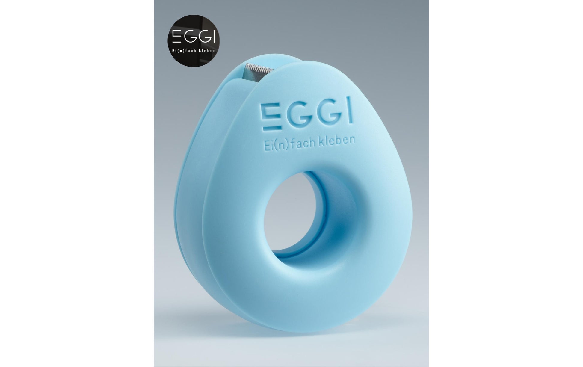 EGGI Handabroller – für Klebeband bis 19 mm × 10 m, Recycling-Kunststoff, Blau