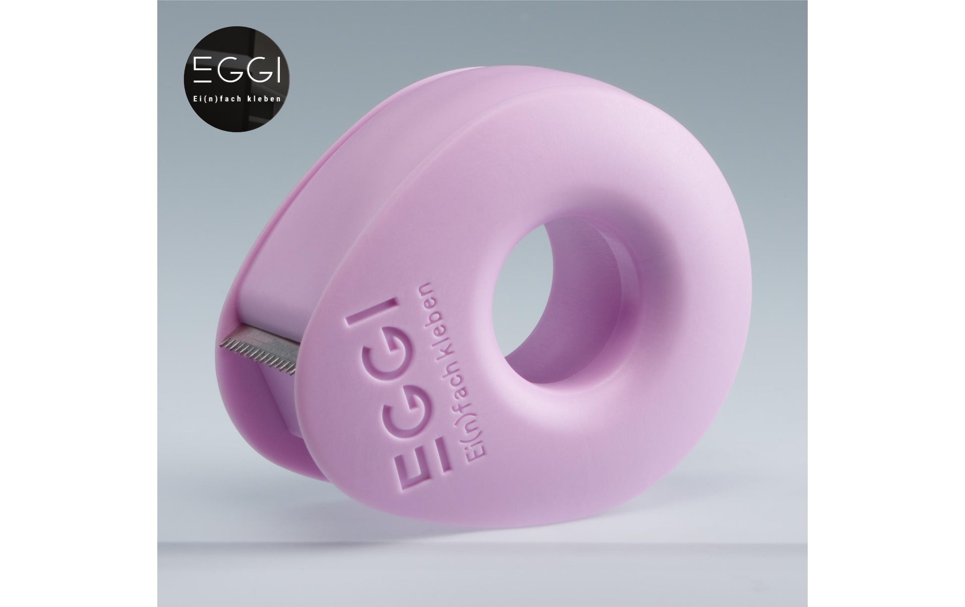 EGGI Handabroller – für Klebeband bis 19 mm × 10 m, inkl. 1 Rolle 19 mm × 10 m, Kunststoff (Recycling), rosa
