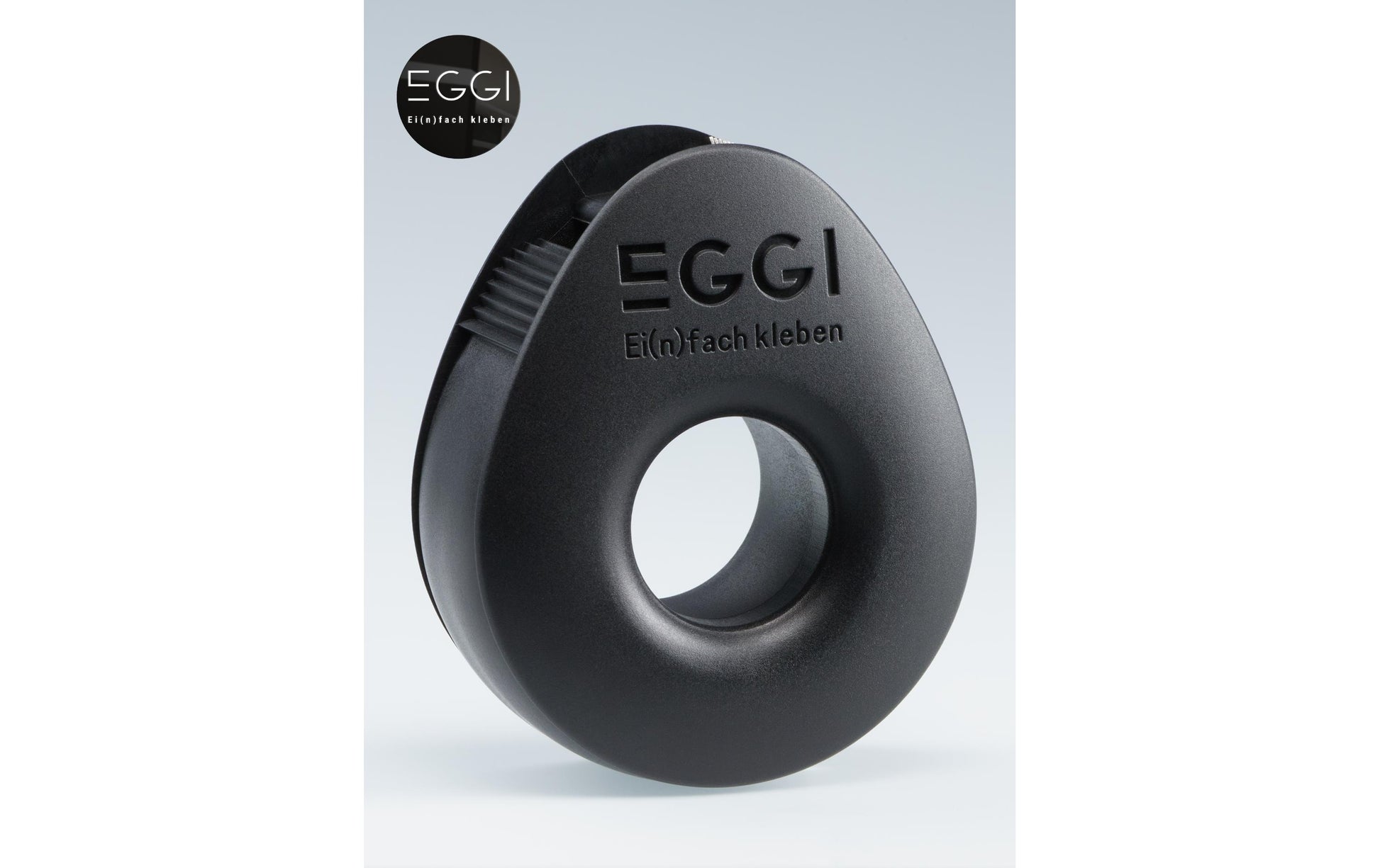 Eggi Tischabroller – für Klebeband bis 19 mm × 10 m, Kunststoff (Recycling), schwarz