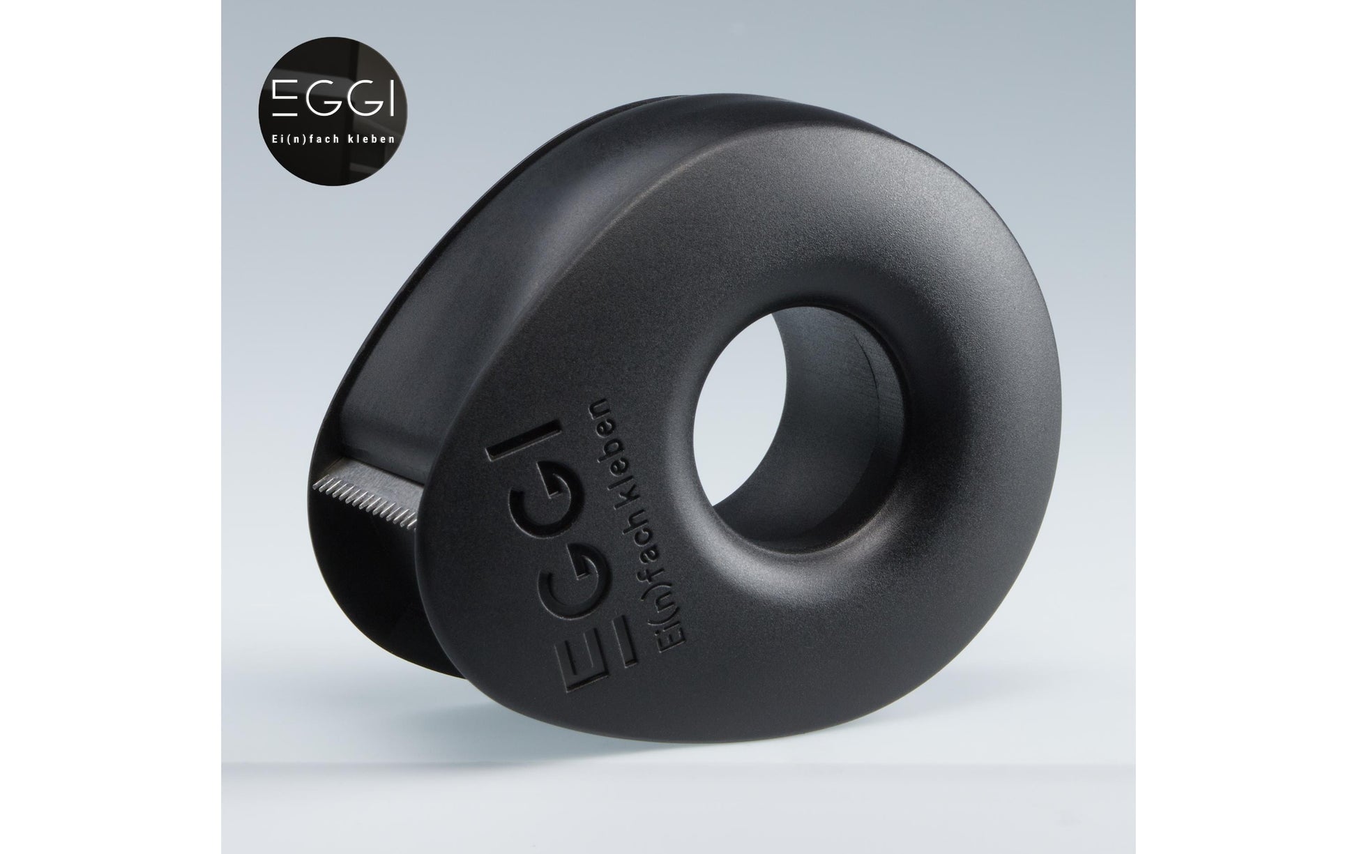 Eggi Tischabroller – für Klebeband bis 19 mm × 10 m, Kunststoff (Recycling), schwarz