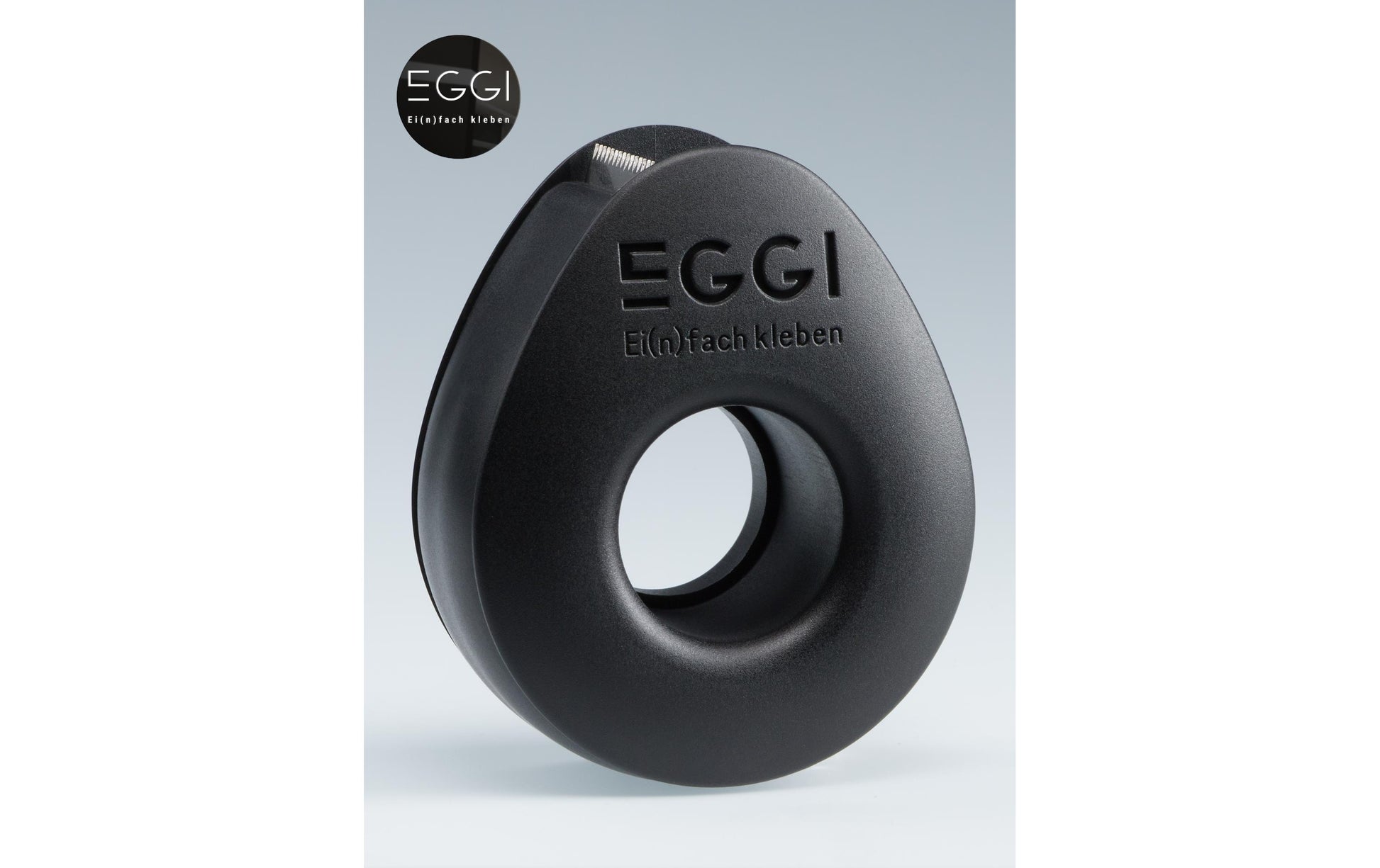 Eggi Tischabroller – für Klebeband bis 19 mm × 10 m, Kunststoff (Recycling), schwarz