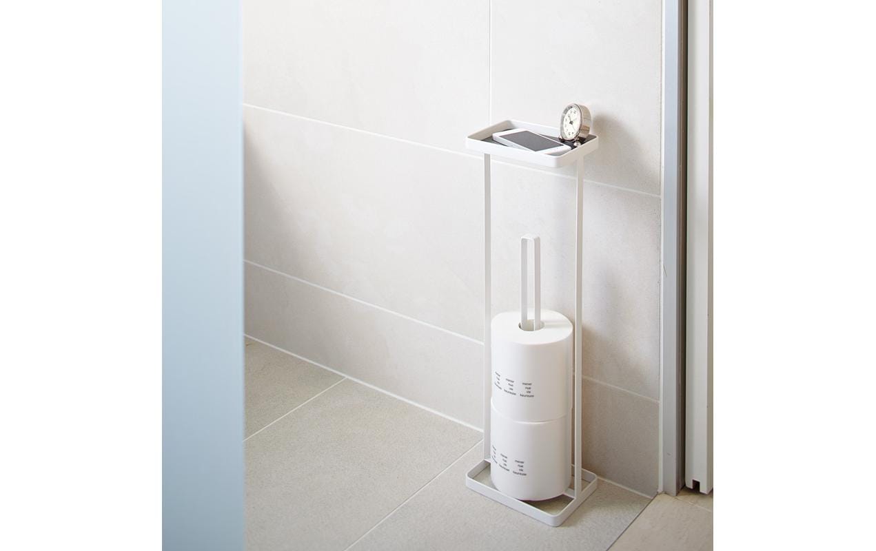 Yamazaki Tower – Toilettenpapierständer – Stahl, Weiss, für 4 Rollen, 16 × 12 × 52 cm