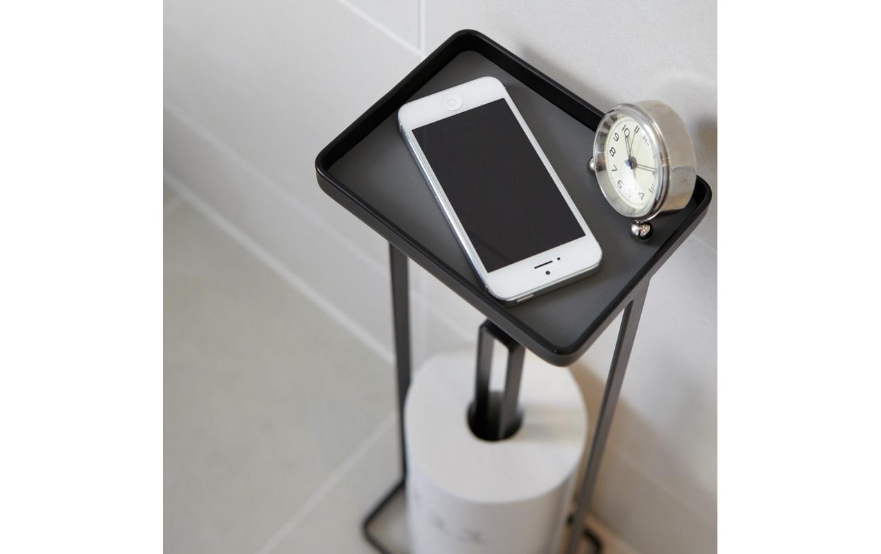 Yamazaki Toilettenpapierständer – Stahl, Schwarz, für 4 Rollen, 16 × 12 × 52 cm