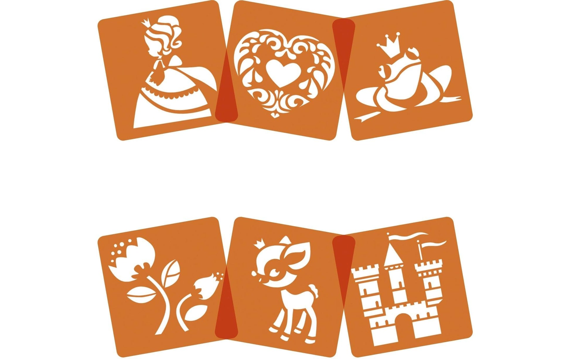 Avenue Mandarine Malschablone, Prinzessin, 15 × 15 cm, 6er-Set, Kunststoff, Orange