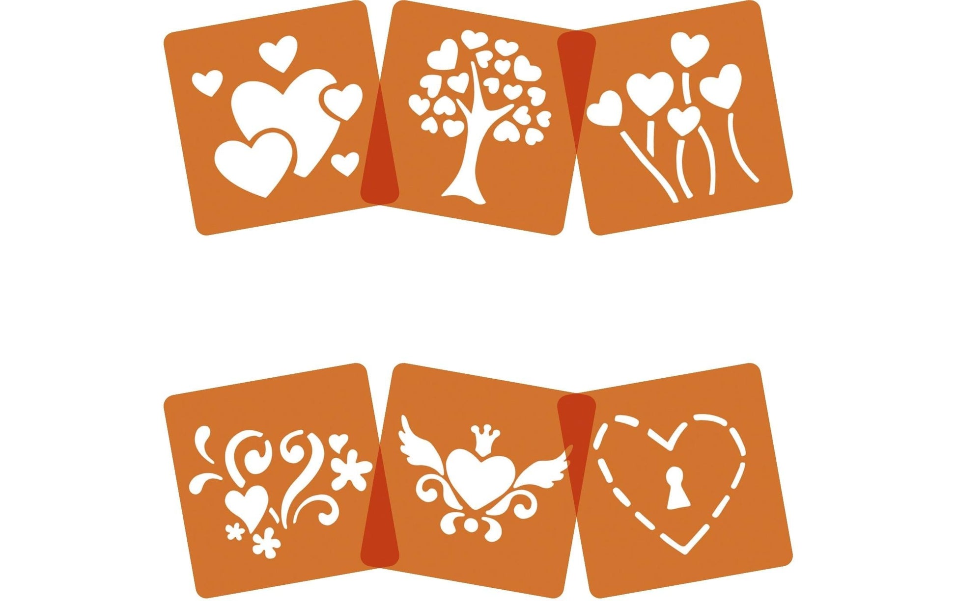 Avenue Mandarine Malschablonen-Set, Herzen, 15 × 15 cm, 6er-Set, Kunststoff, Orange