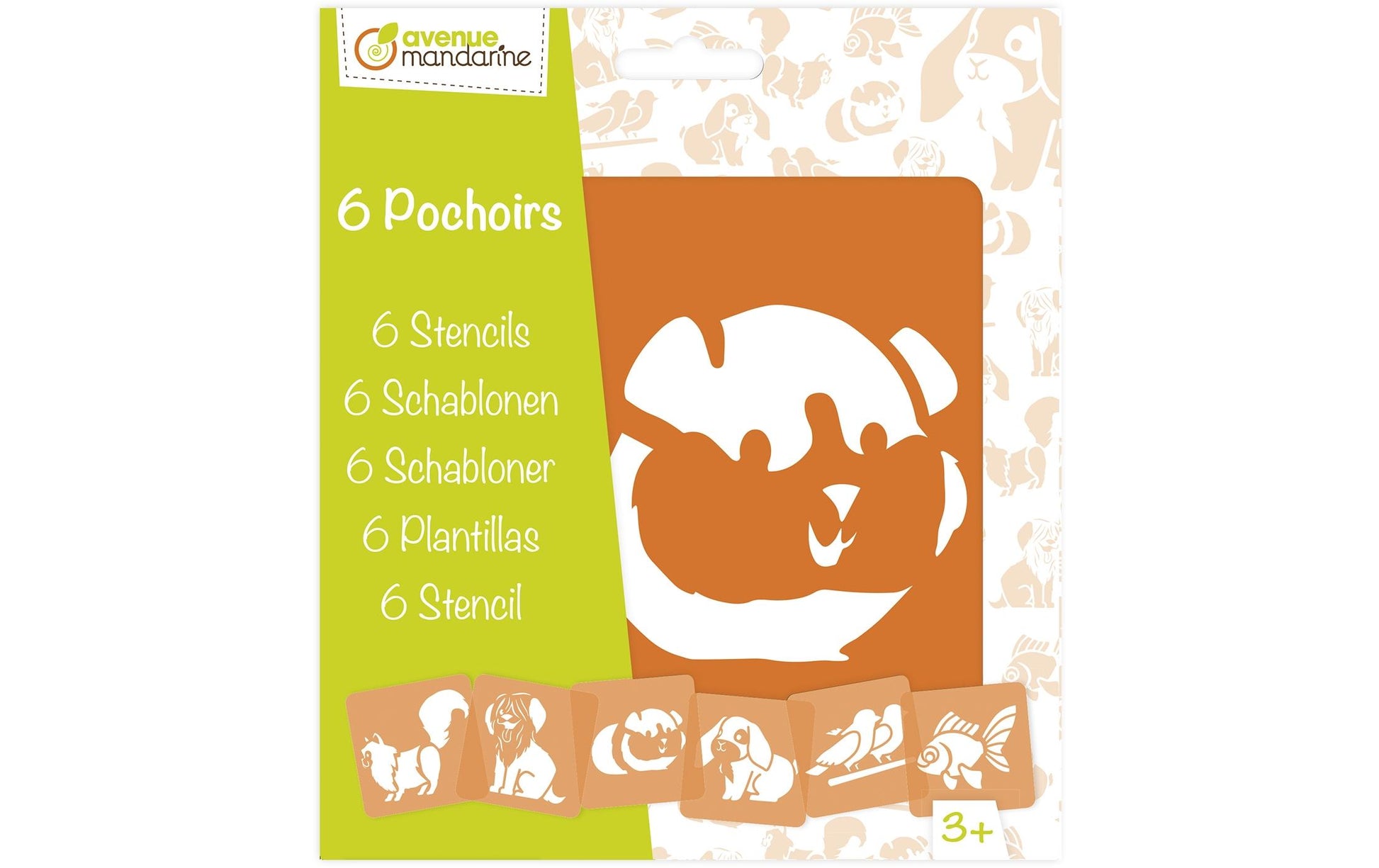 Avenue Mandarine Schablonen-Set – Haustiere, 145 × 145 mm, Kunststoff, Set, 6-teilig, zum Basteln