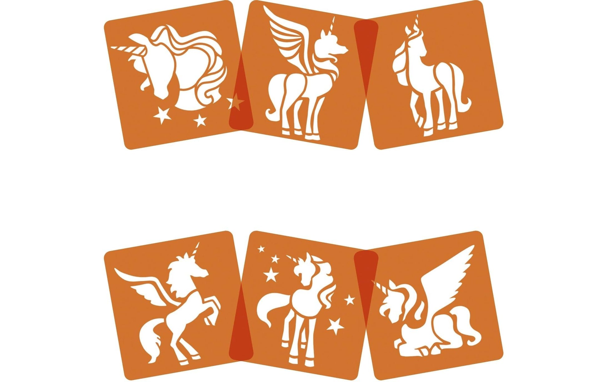 Avenue Mandarine Schablonen-Set – Einhörner, 145 × 145 mm, Kunststoff, grün transparent, Set, 6-teilig