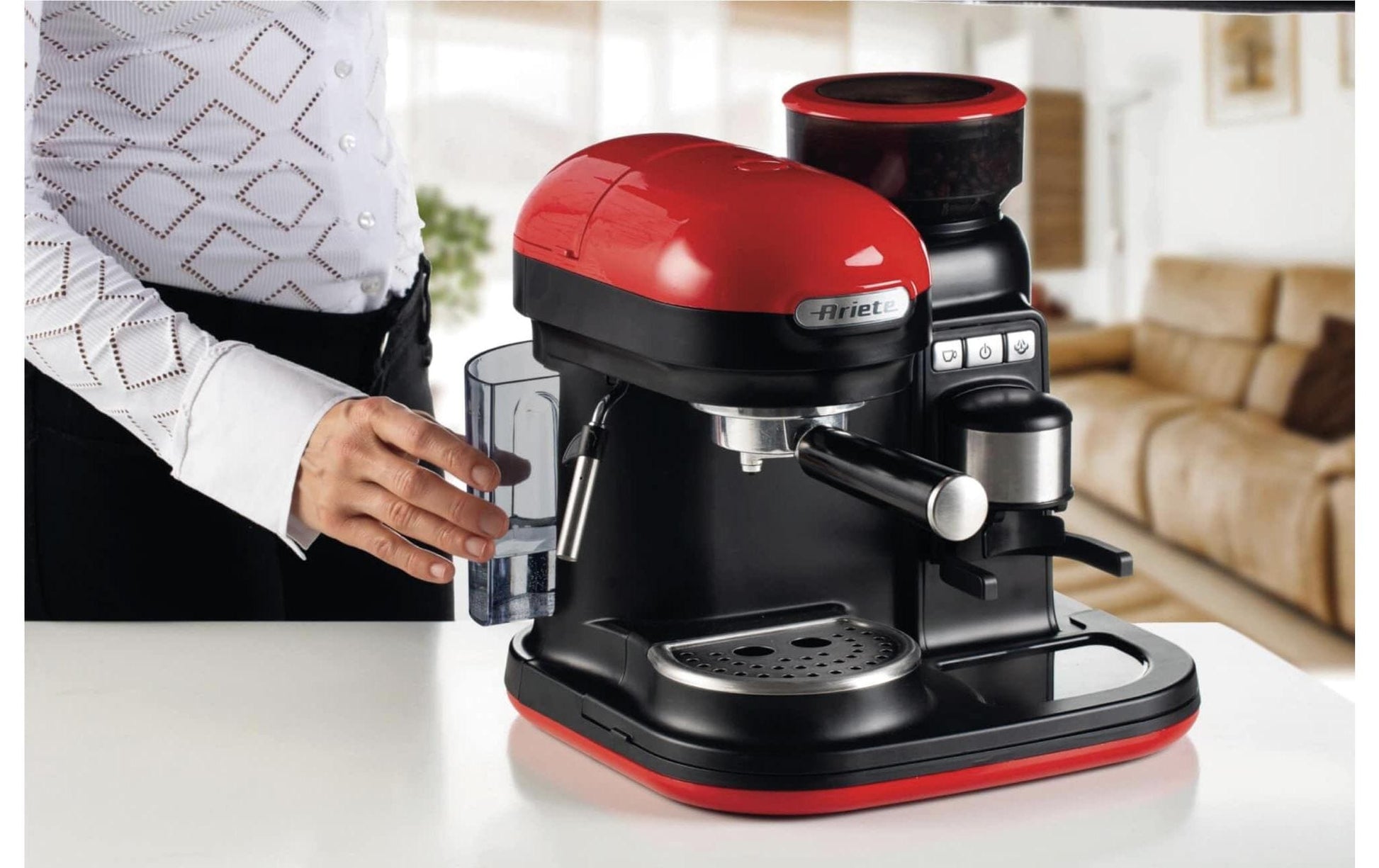 Ariete ARI-1318-MODERNA Kaffeevollautomat – 0,8 l, 15 bar, Milchschaumdüse, 30,5 × 30,5 × 30 cm