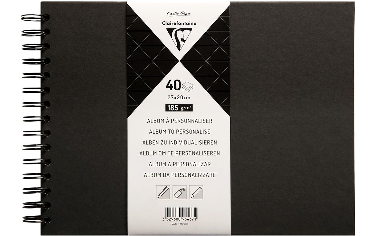 Clairefontaine Fotobuch, Spiralbindung, 80 Seiten, Schwarz, 27 × 20 cm, 200 g/m², zum Personalisieren