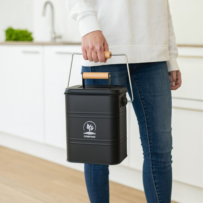 Relaxdays Komposteimer – 3,5 l – Metall, rechteckig – Schwarz