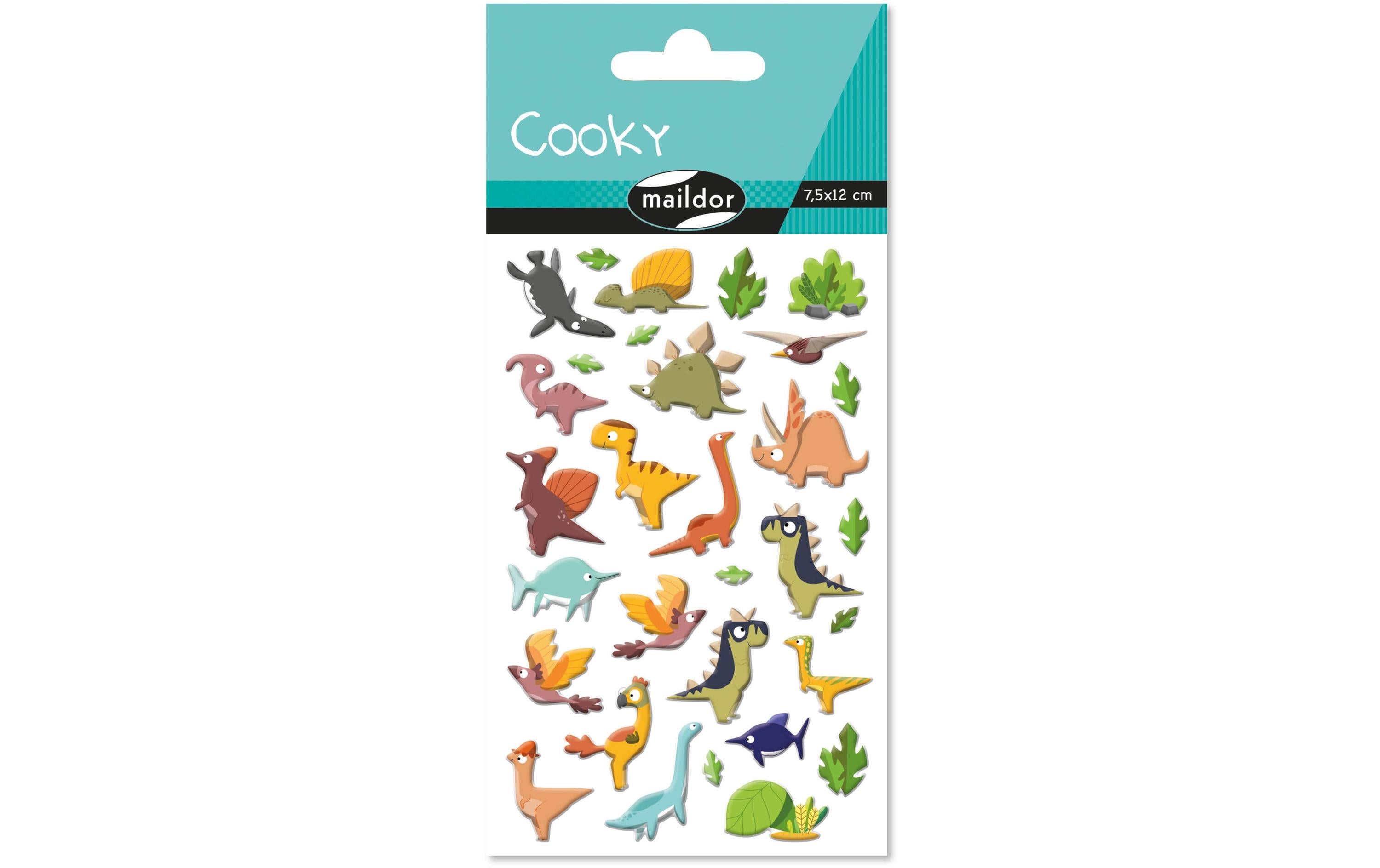 Clairefontaine Sticker – 7,5 × 12 cm, Dinosaurier, mehrfarbig – 1 Bogen