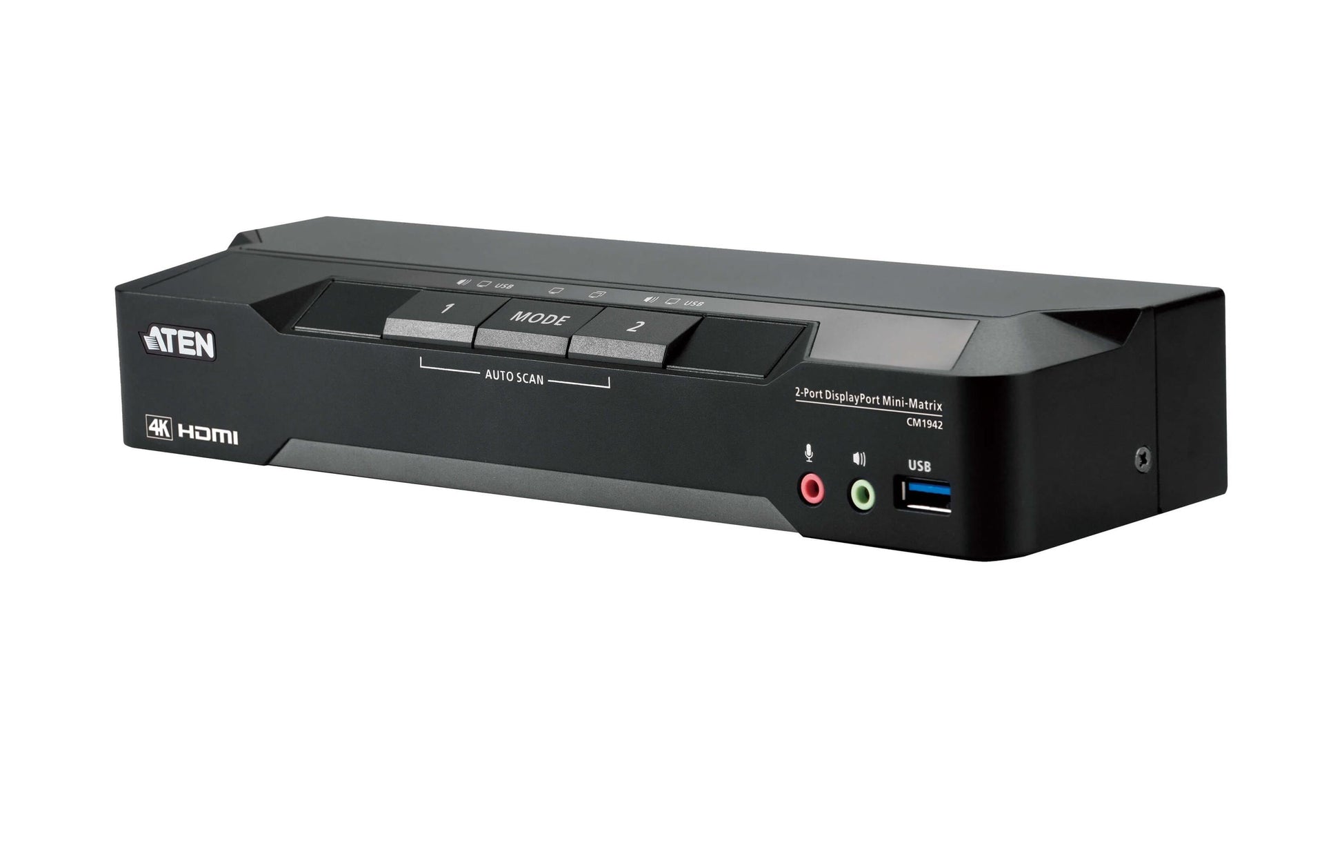 ATEN CM1942 – KVM-Switch 2×1, DisplayPort/HDMI/USB 3.2 Gen 1, 4K (4096 × 2160), 5 Gbit/s, HDCP