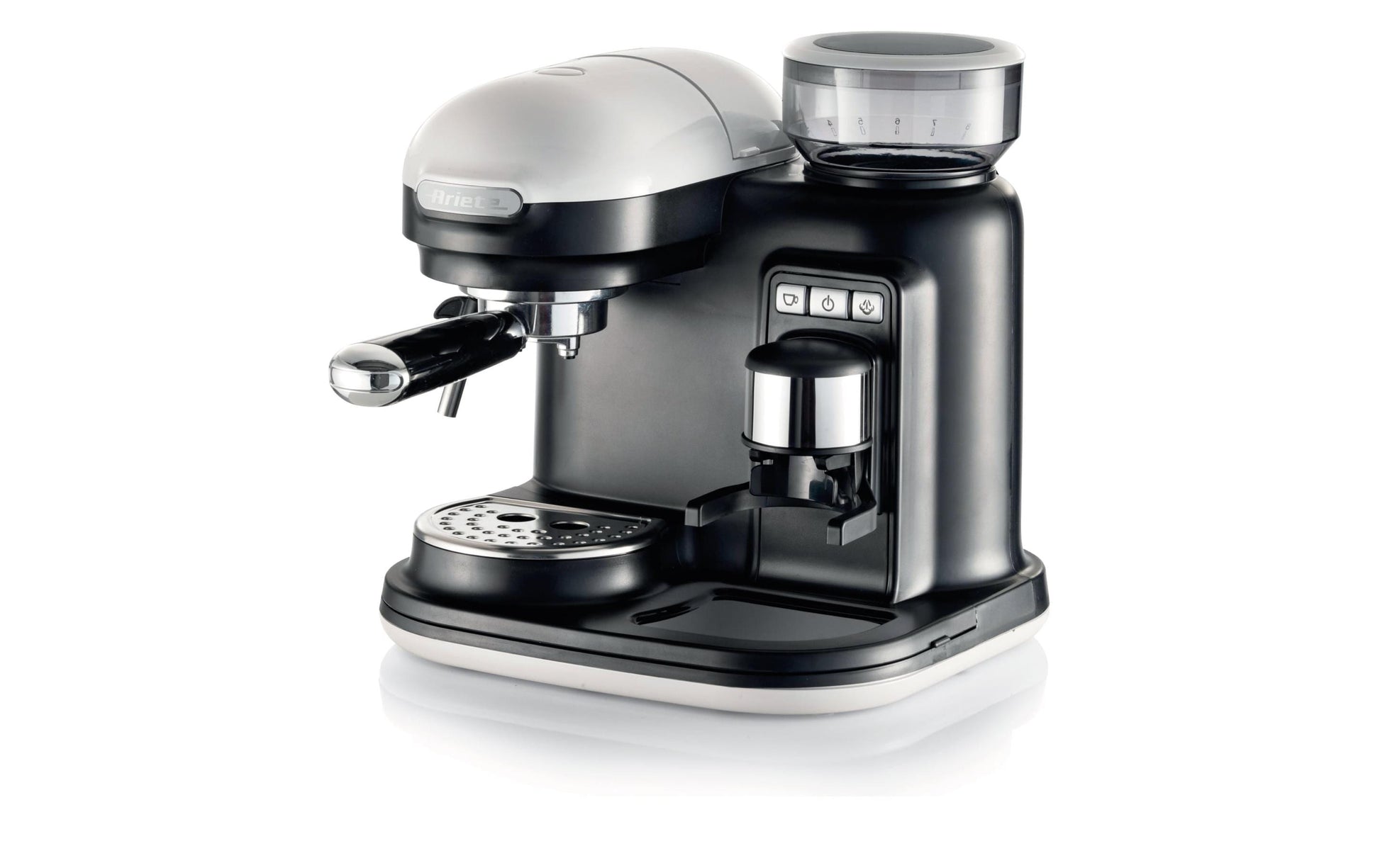 Ariete Espressomaschine ARI-1318-MOD-WH – 0,8 l, Mahlwerk & Milchaufschäumer, 1080 W – Weiss