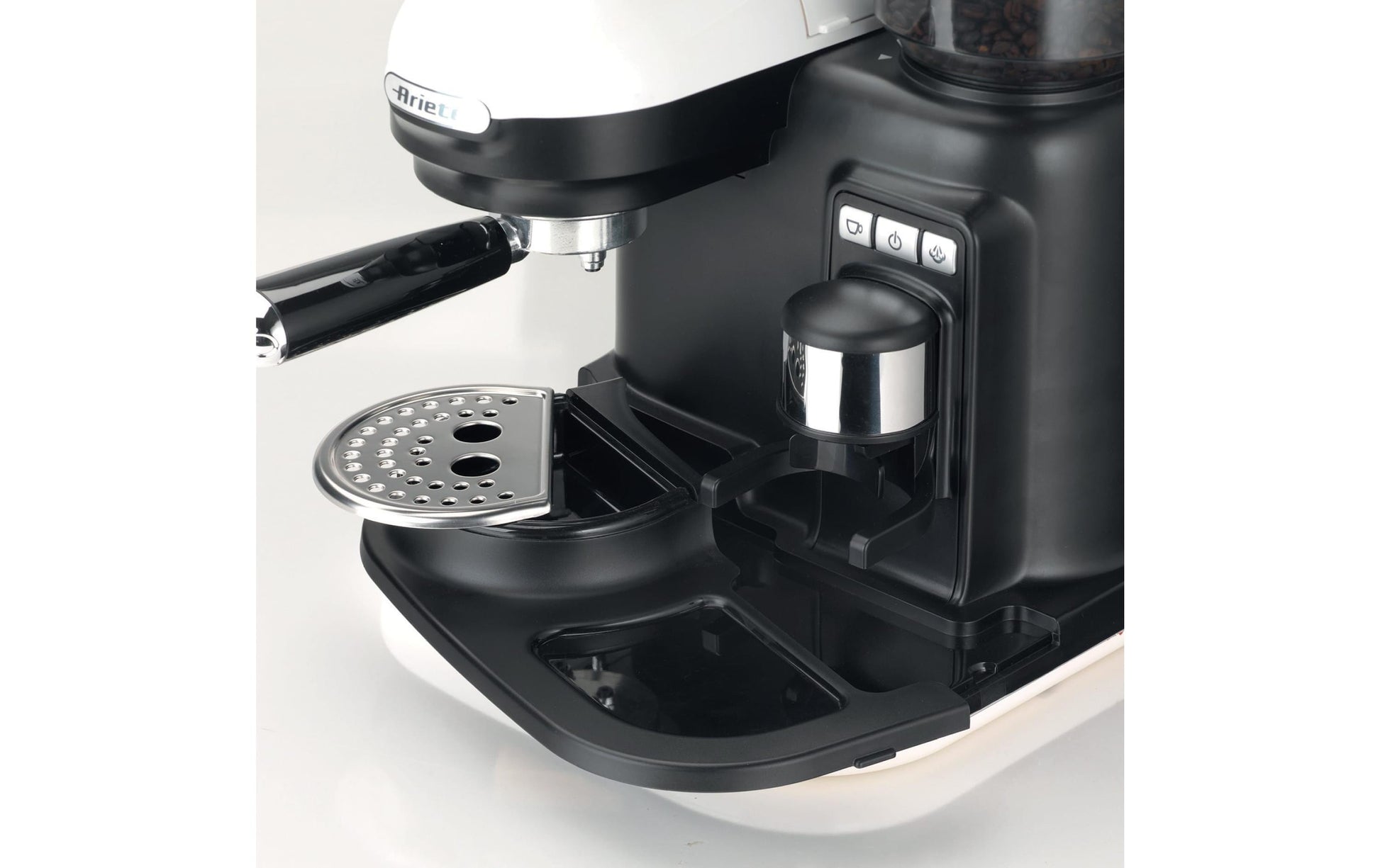 Ariete Espressomaschine ARI-1318-MOD-WH – 0,8 l, Mahlwerk & Milchaufschäumer, 1080 W – Weiss