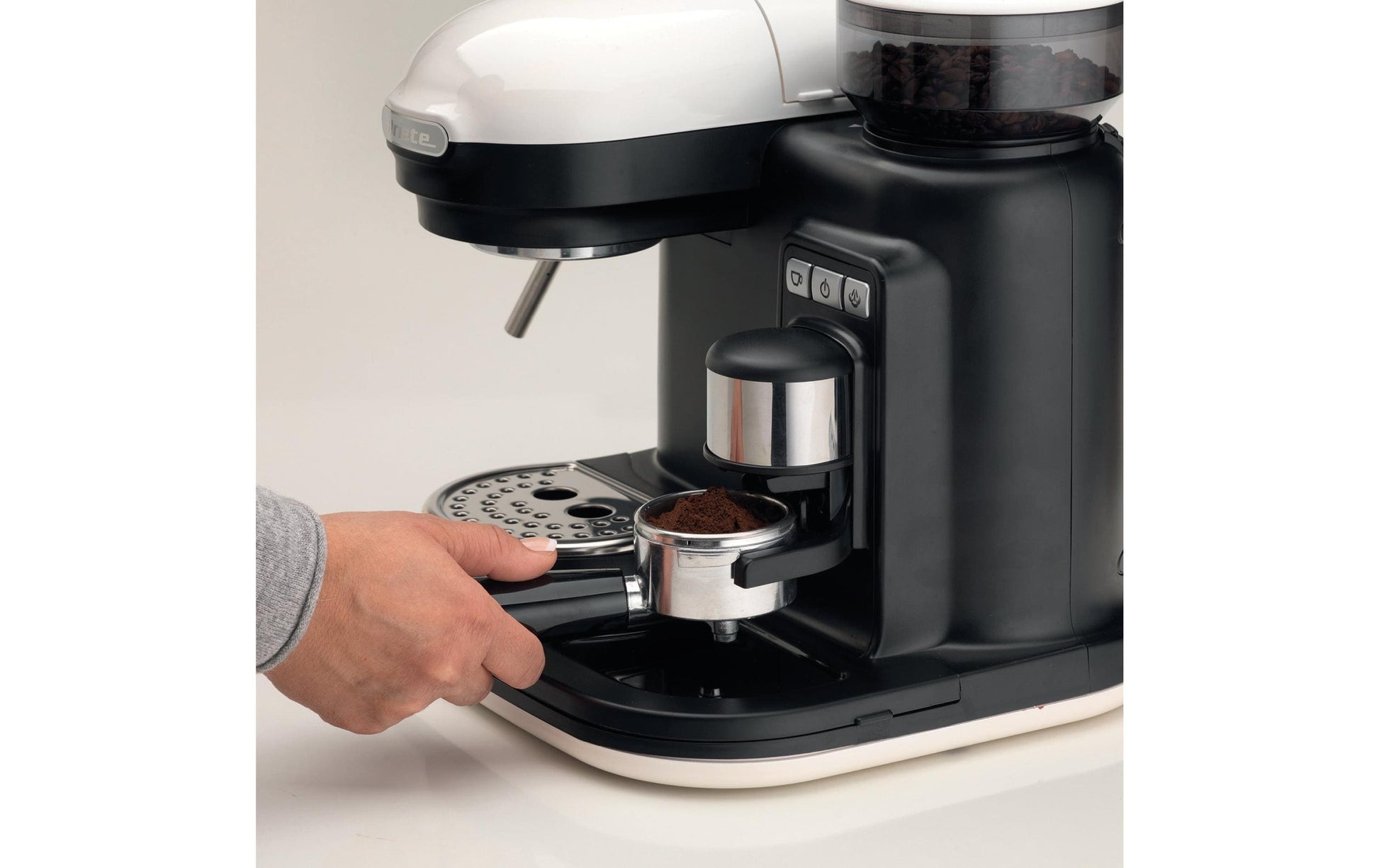 Ariete Espressomaschine ARI-1318-MOD-WH – 0,8 l, Mahlwerk & Milchaufschäumer, 1080 W – Weiss