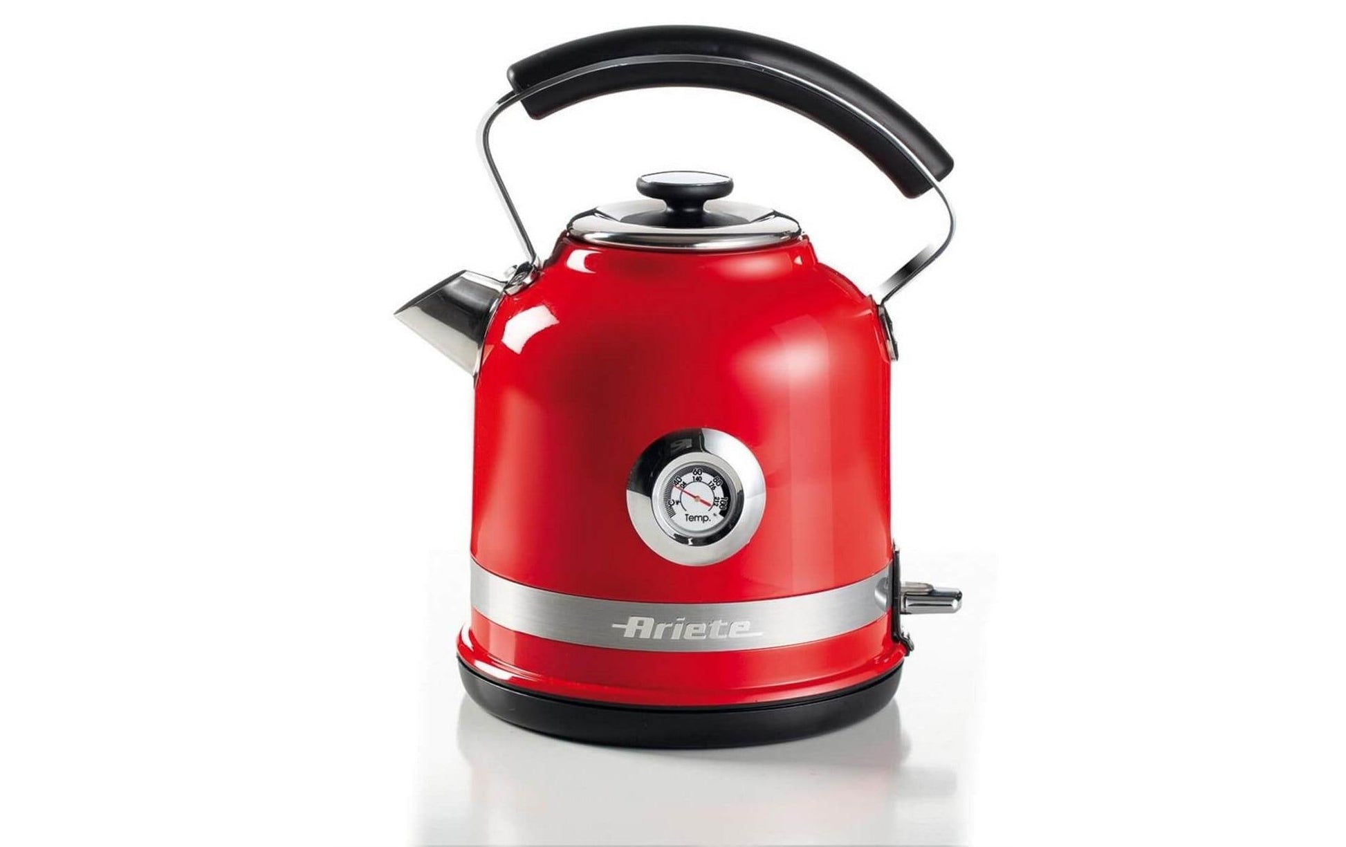 Ariete Wasserkocher – 1,5 l, Edelstahl, Rot, ARI-2854-MODERNA