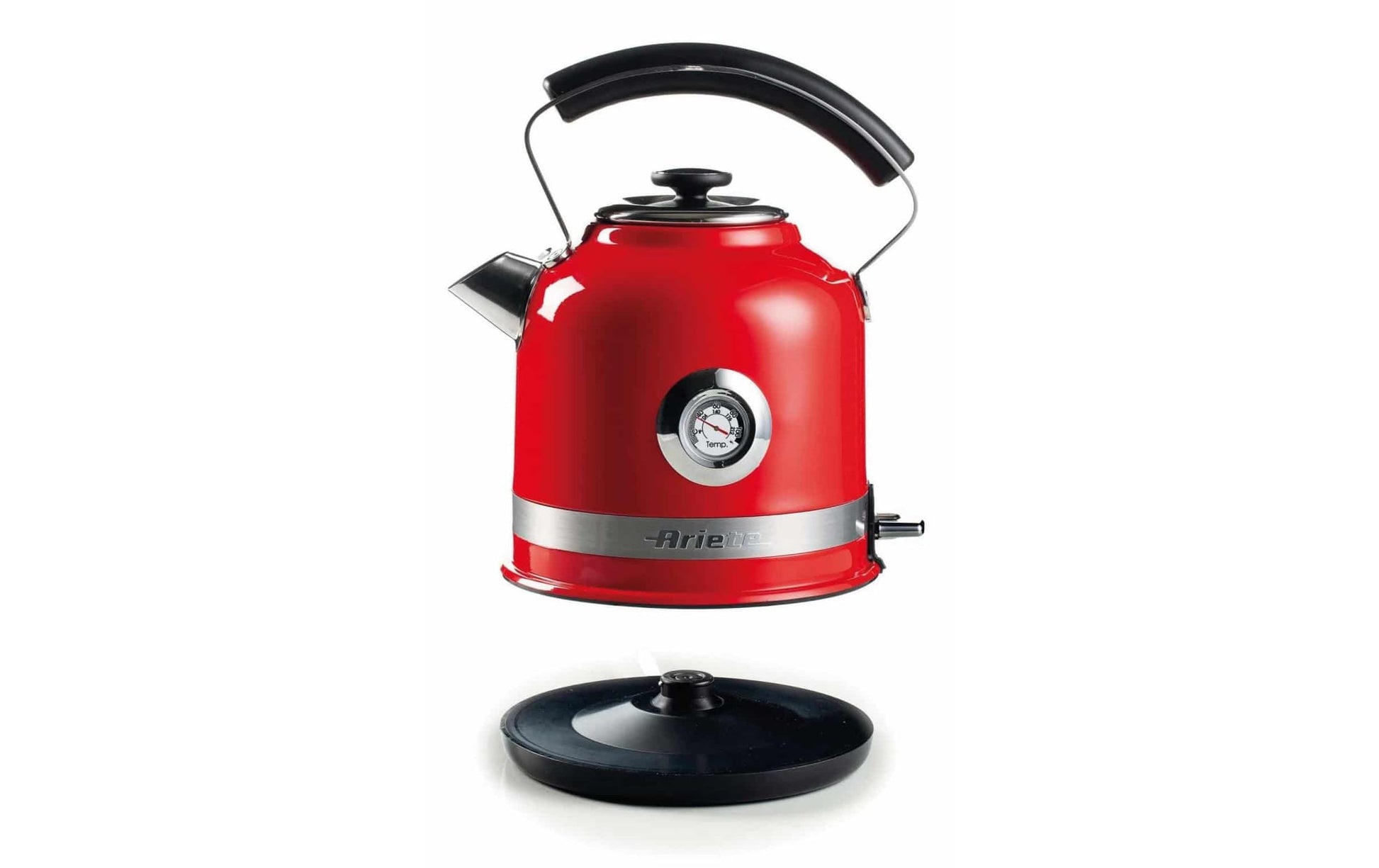 Ariete Wasserkocher – 1,5 l, Edelstahl, Rot, ARI-2854-MODERNA