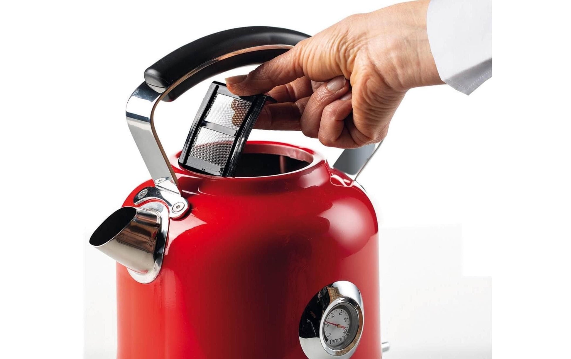 Ariete Wasserkocher – 1,5 l, Edelstahl, Rot, ARI-2854-MODERNA