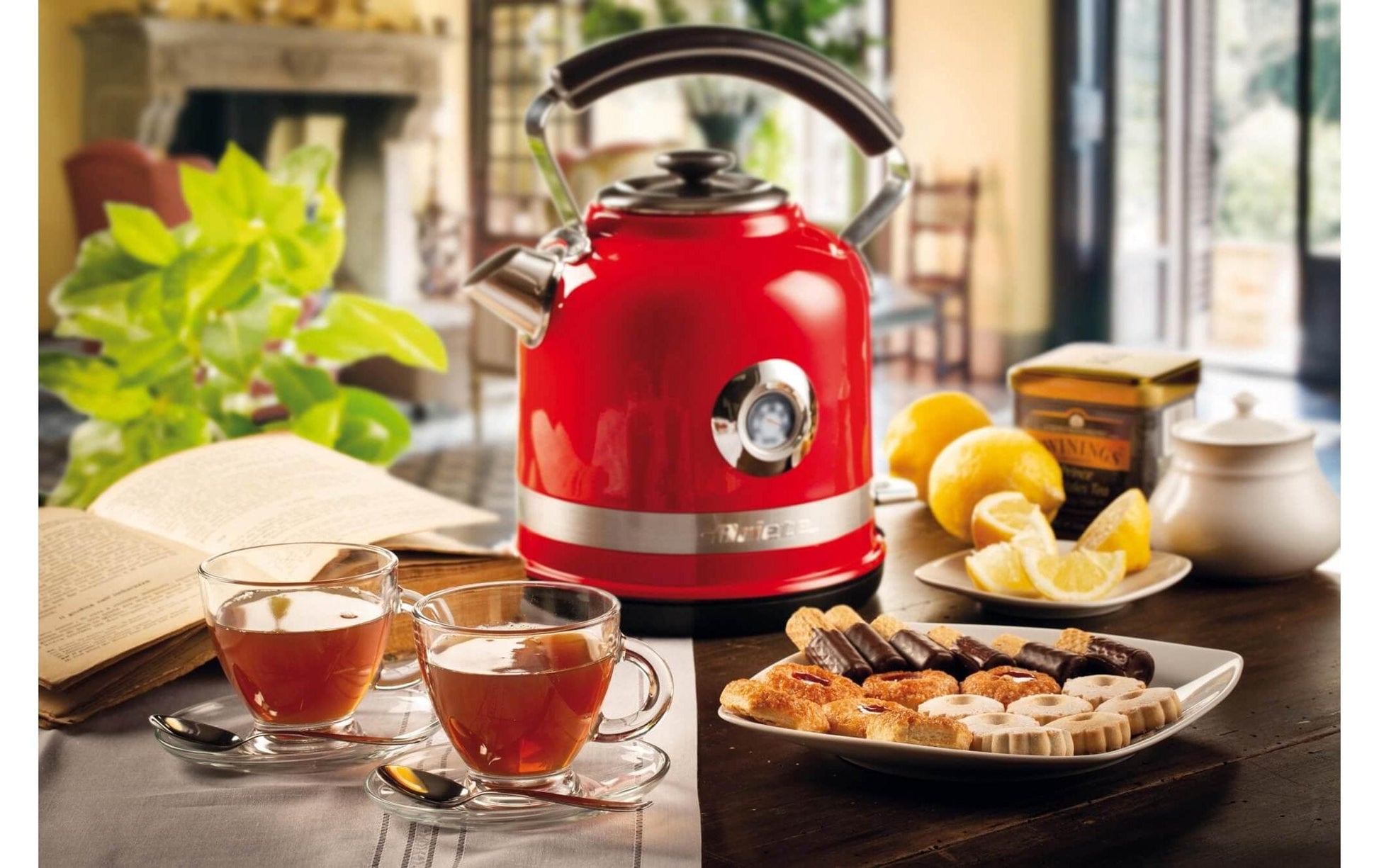 Ariete Wasserkocher – 1,5 l, Edelstahl, Rot, ARI-2854-MODERNA