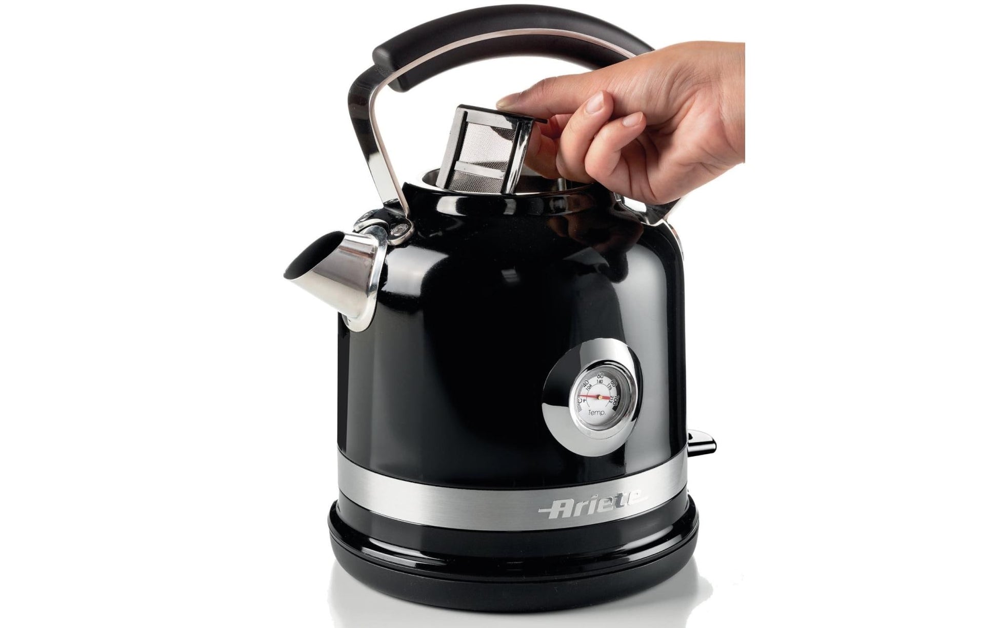 Ariete Wasserkocher – 1,5 l, Edelstahl, Schwarz, ARI-2854-MOD-BK
