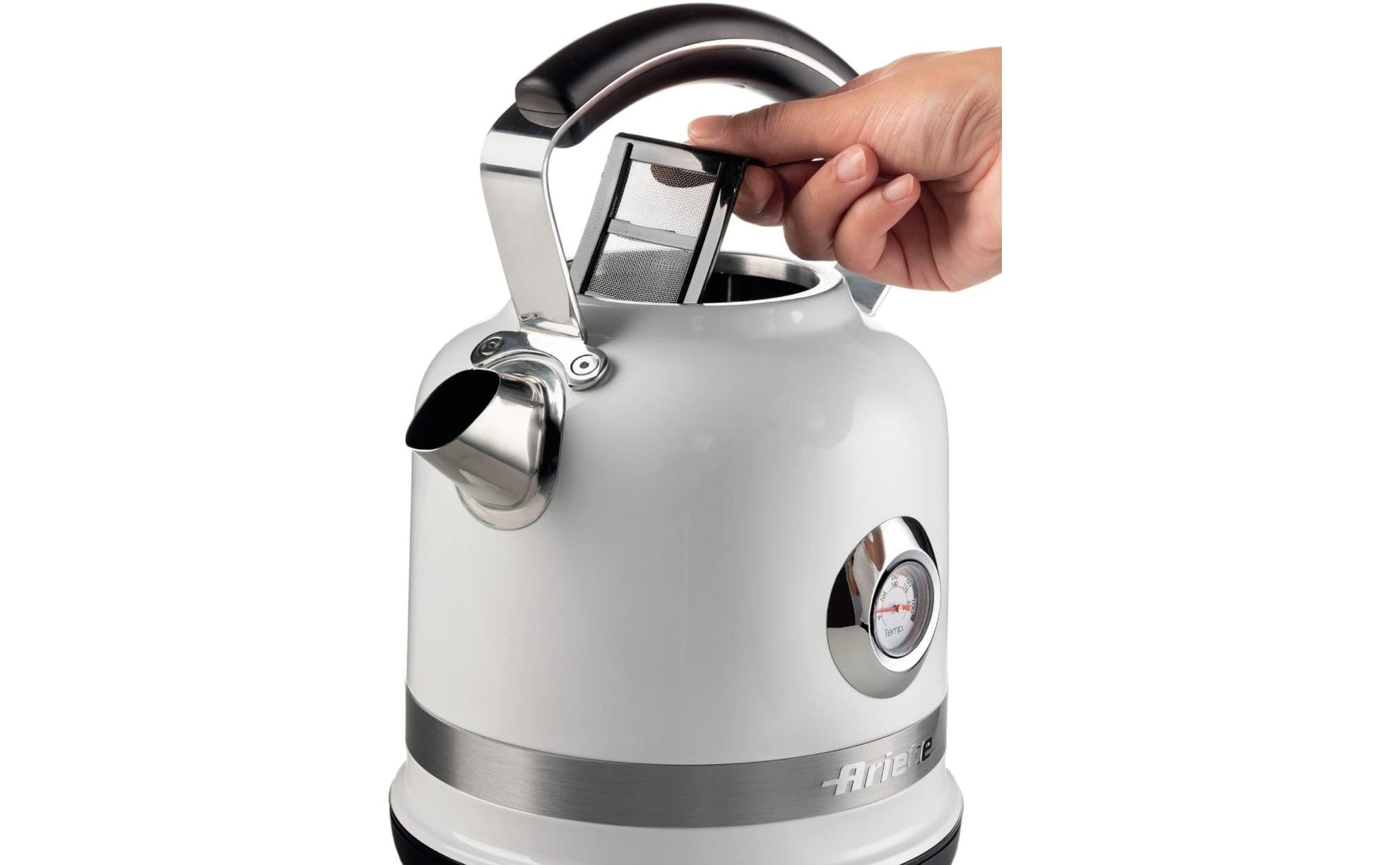 Ariete Wasserkocher – 1,5 l, Edelstahl, Weiss, ARI-2854-MOD-WH