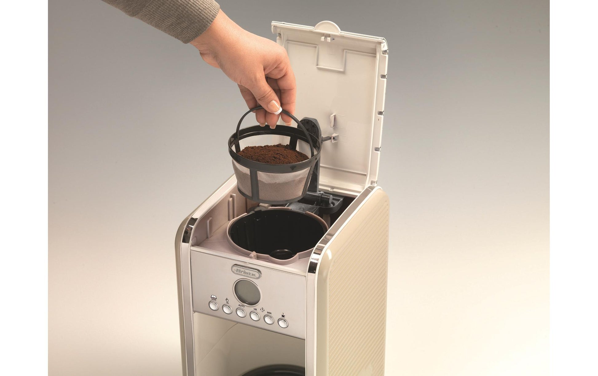 Ariete Filterkaffeemaschine – 12 Tassen, 1,5 l, Karaffe, Beige