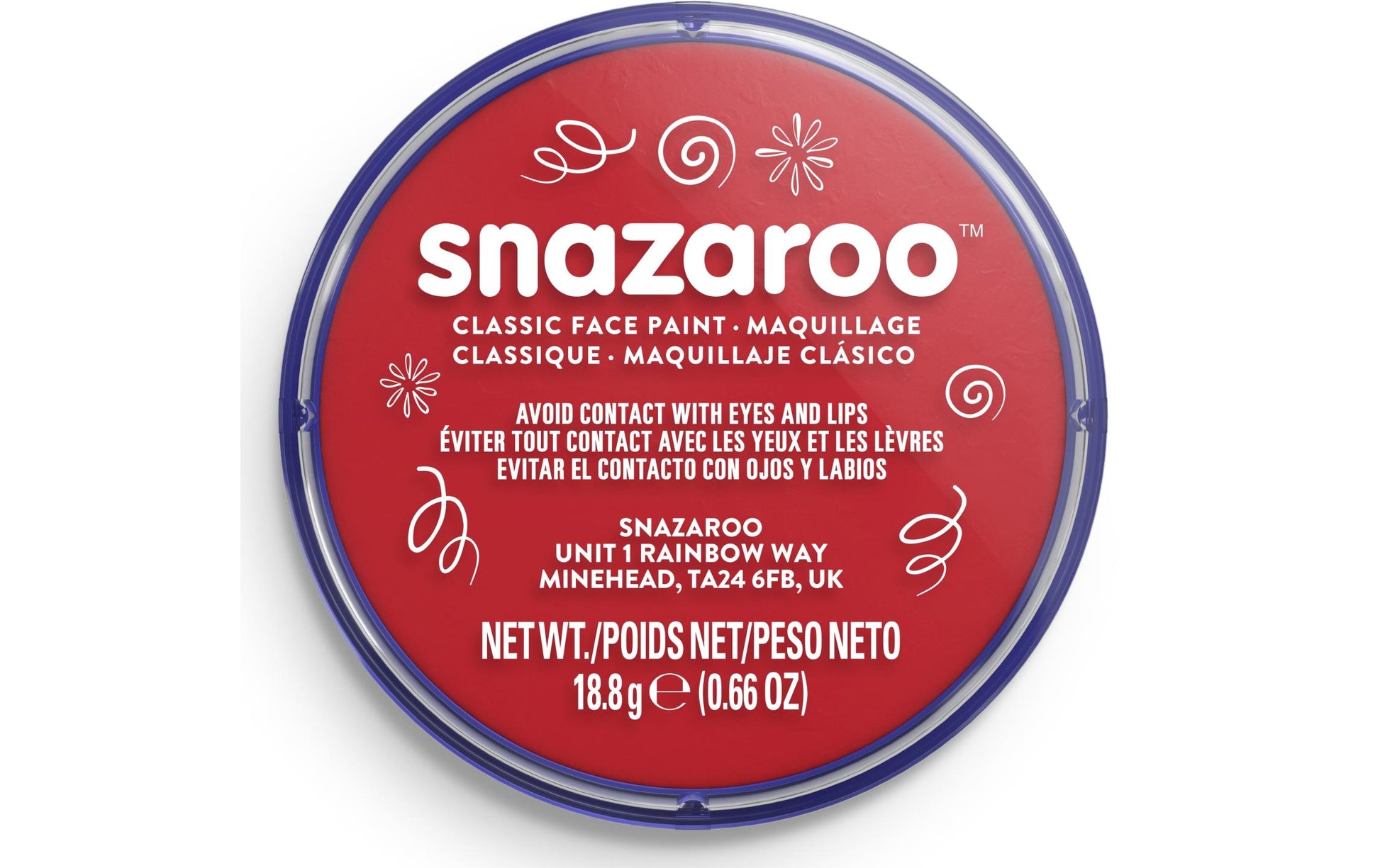 Snazaroo Schminkfarbe – Leuchtrot – 18 ml – für Gesicht
