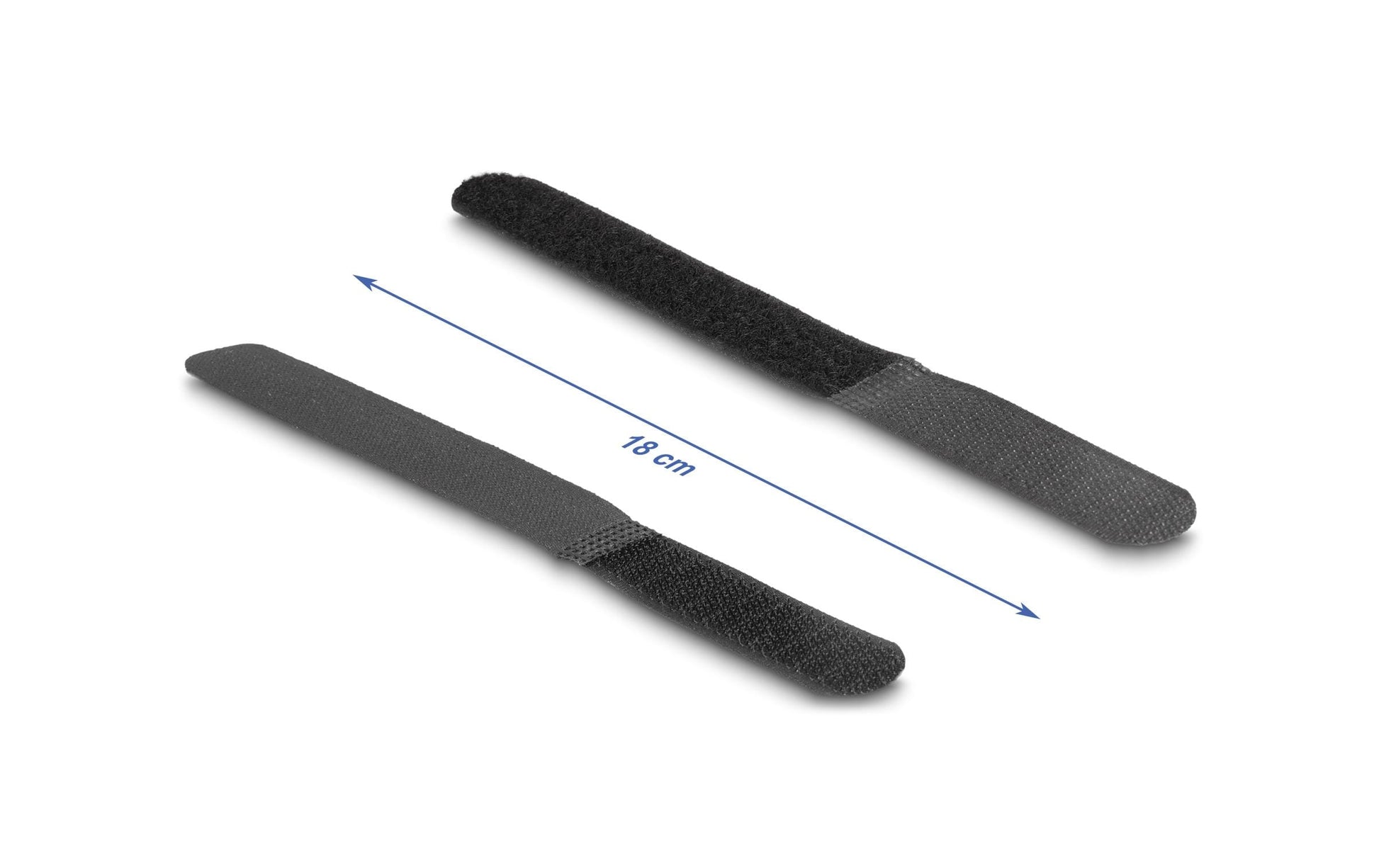 DeLOCK Klettkabelbinder, 20 mm × 0,18 m, schwarz, 10 Stück