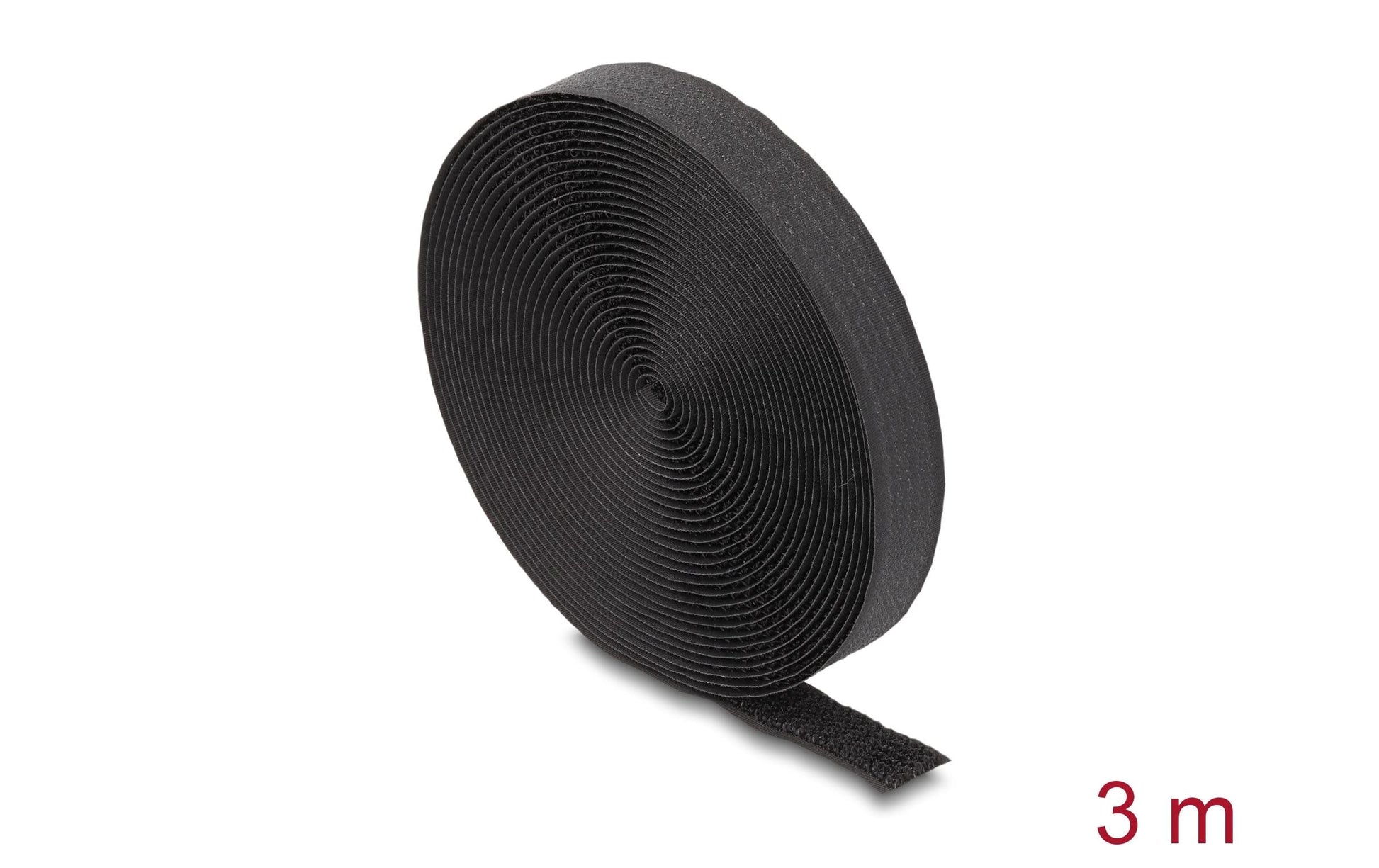 DeLOCK Klettband, 20 mm × 3 m, wiederverwendbar – schwarz