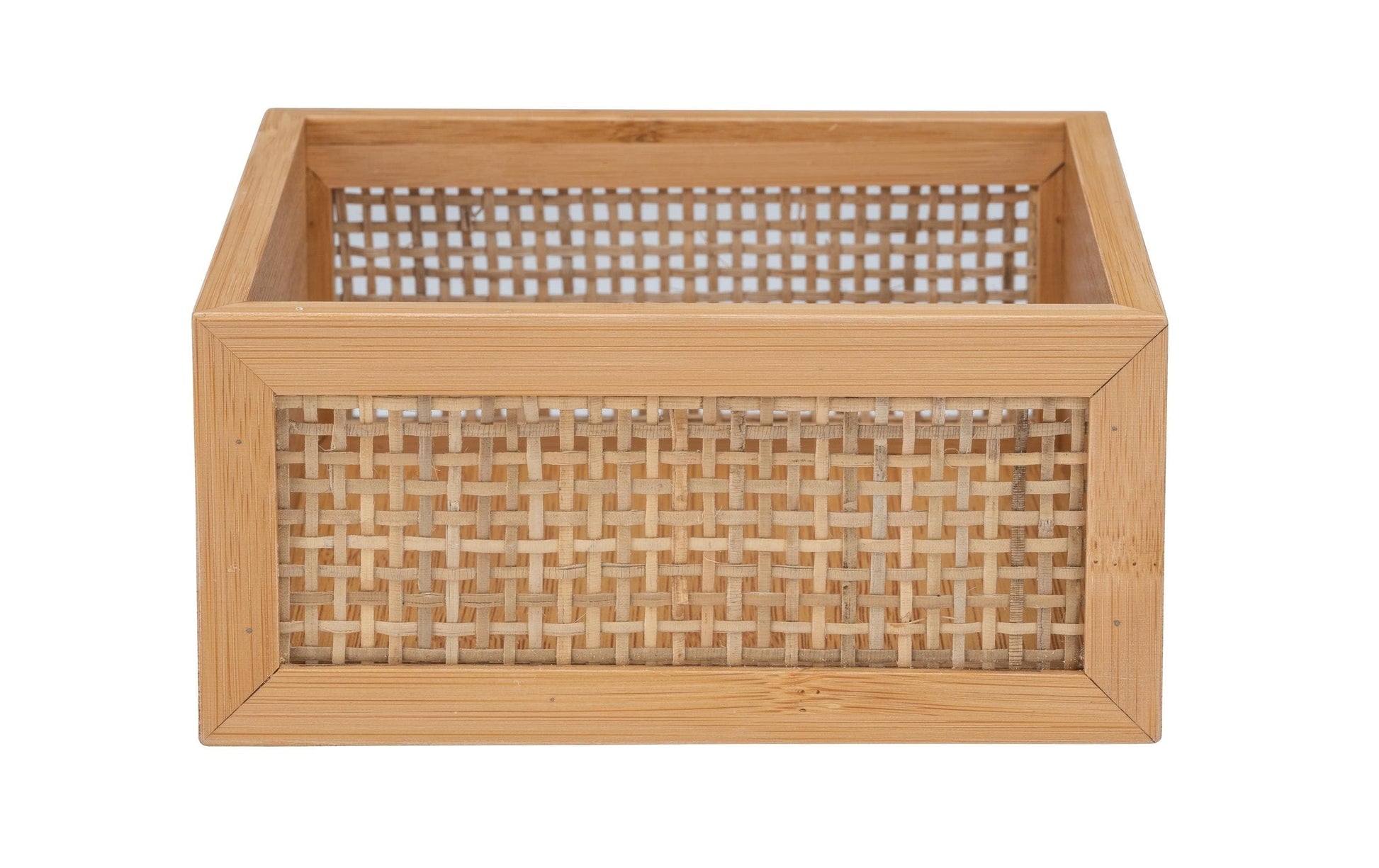 WENKO Aufbewahrungsbox Allegre – Bambus, 15×15×7 cm, Hellbraun