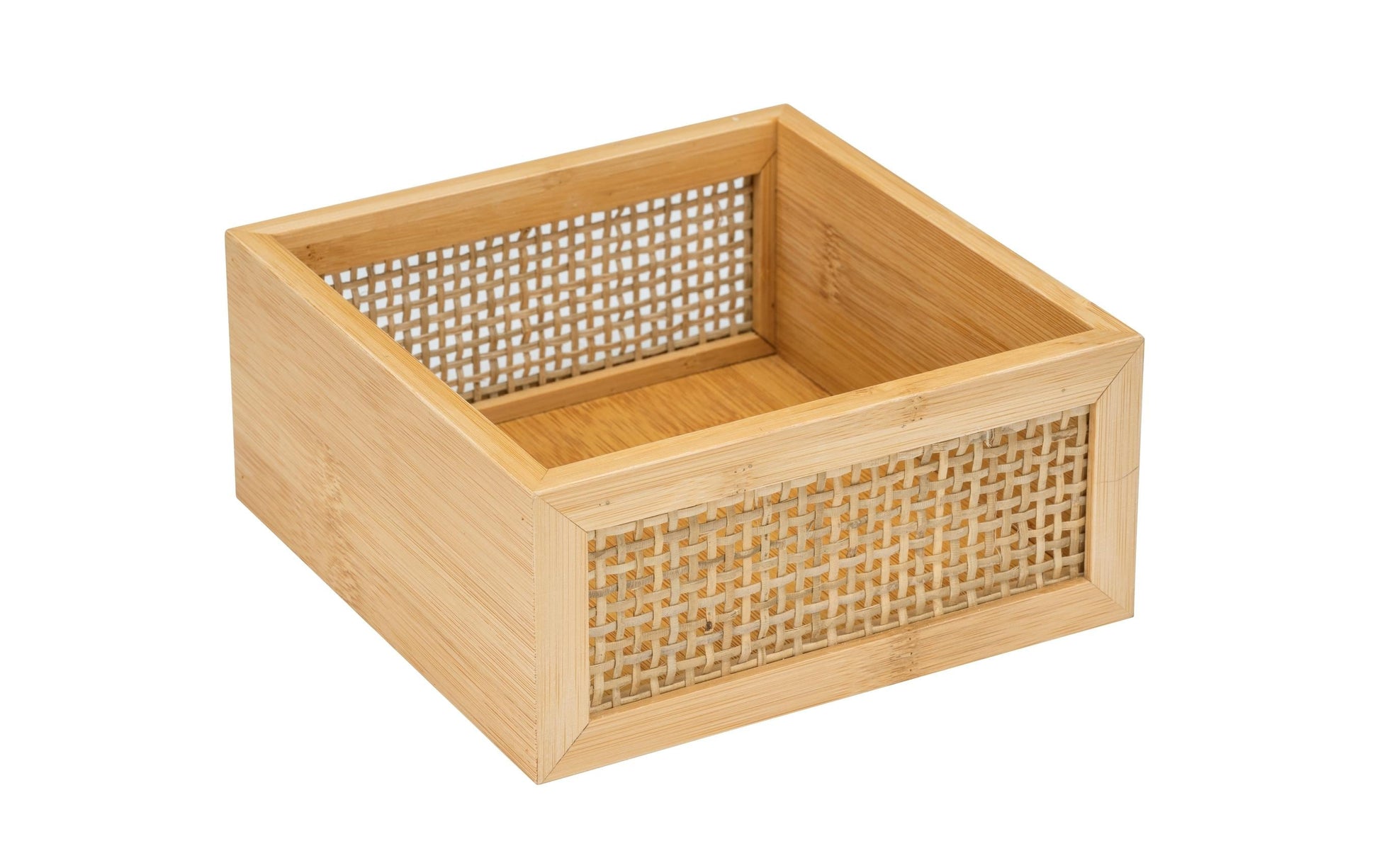 WENKO Aufbewahrungsbox Allegre – Bambus, 15×15×7 cm, Hellbraun