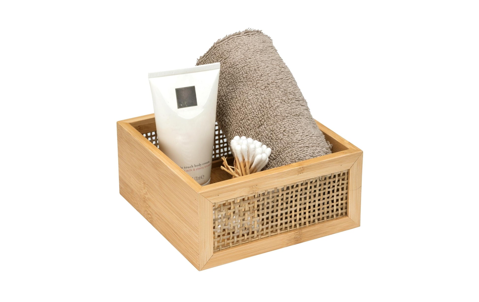 WENKO Aufbewahrungsbox Allegre – Bambus, 15×15×7 cm, Hellbraun