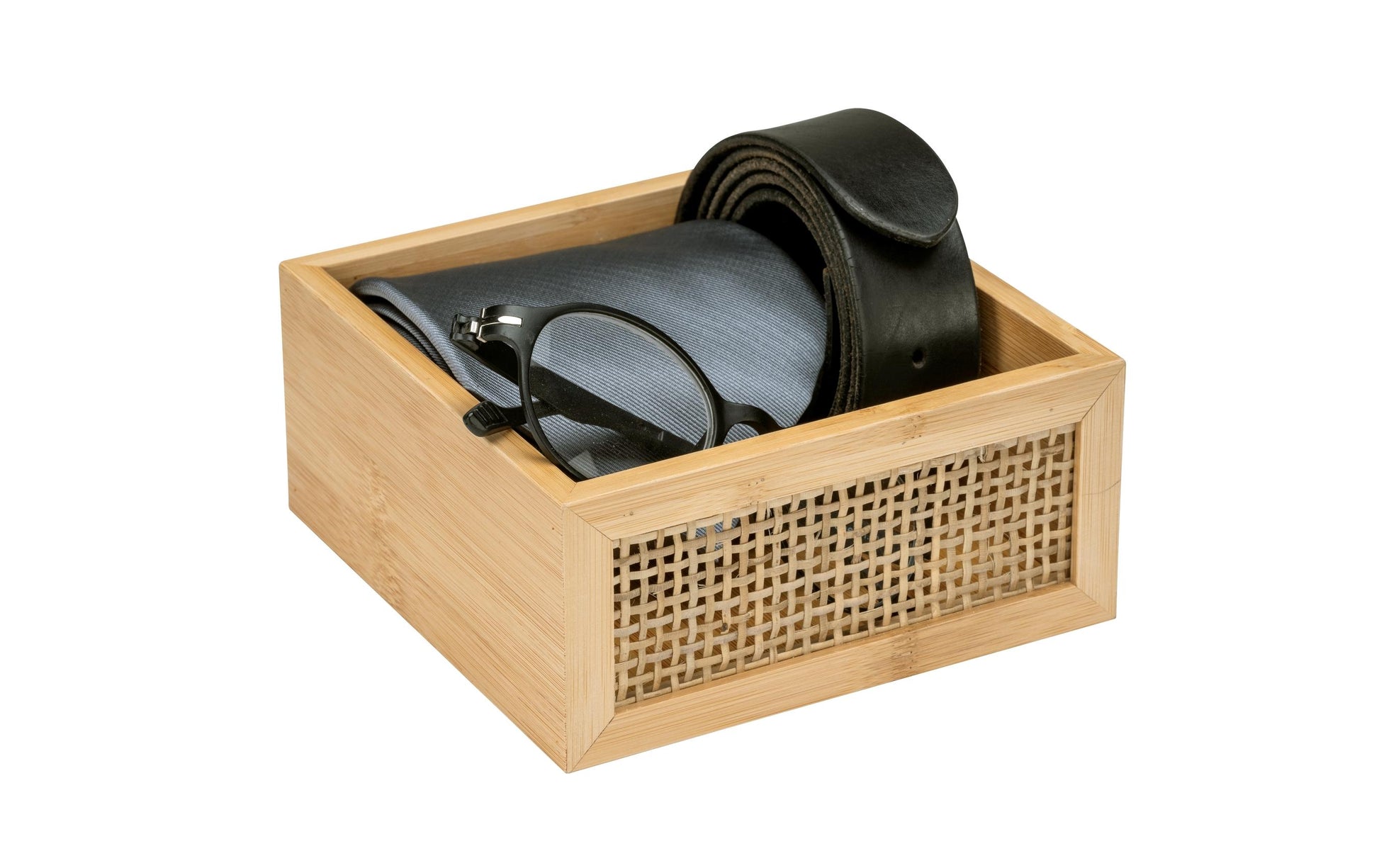 WENKO Aufbewahrungsbox Allegre – Bambus, 15×15×7 cm, Hellbraun