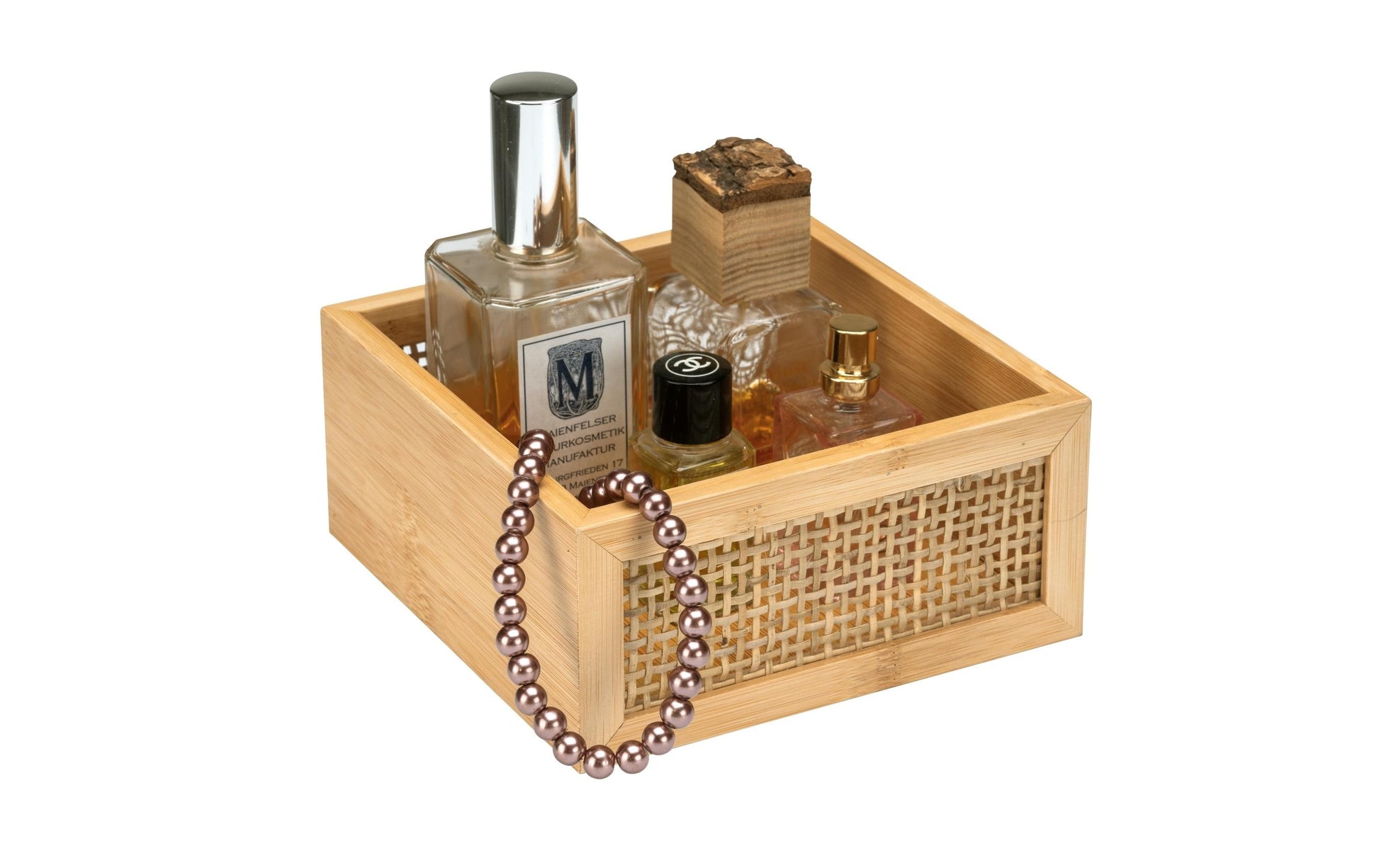 WENKO Aufbewahrungsbox Allegre – Bambus, 15×15×7 cm, Hellbraun