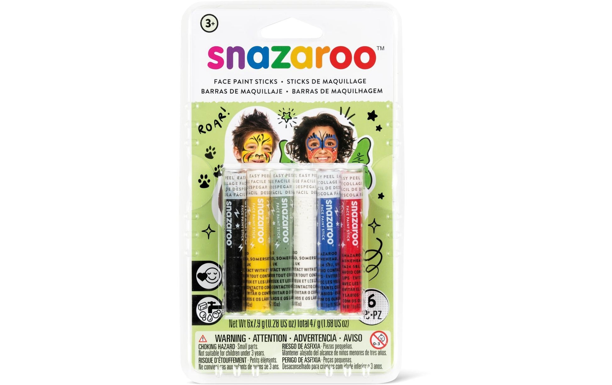 Snazaroo Schminkstifte – für sensible Haut, Farbmix – 6 Stk