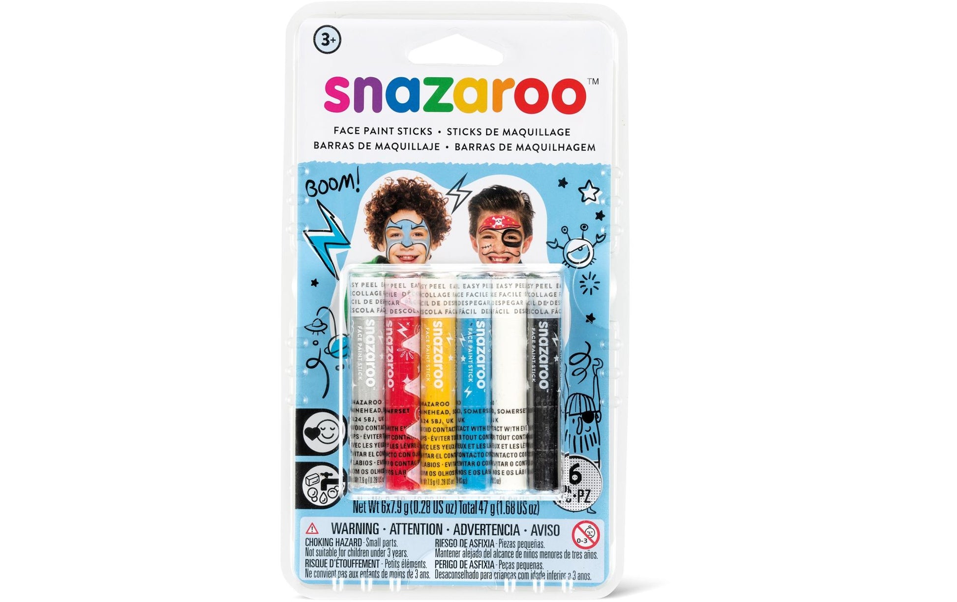 Snazaroo Schminkstifte Jungen – Farbmix – 6 Stk