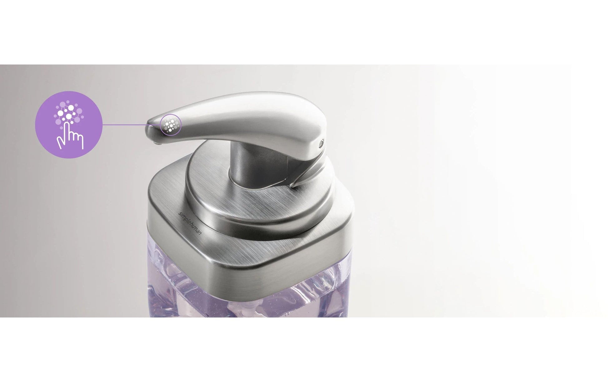 Simplehuman KT1189 Seifenspender – Nickel, Transparent, 650 ml