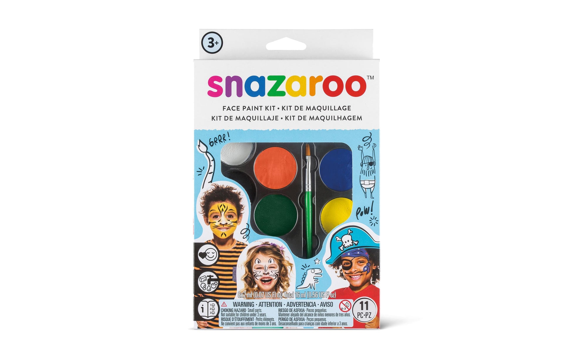 Snazaroo Schminkpalette Jungen – Mehrfarbig – 8 Farben – 8×2 ml – für Gesicht