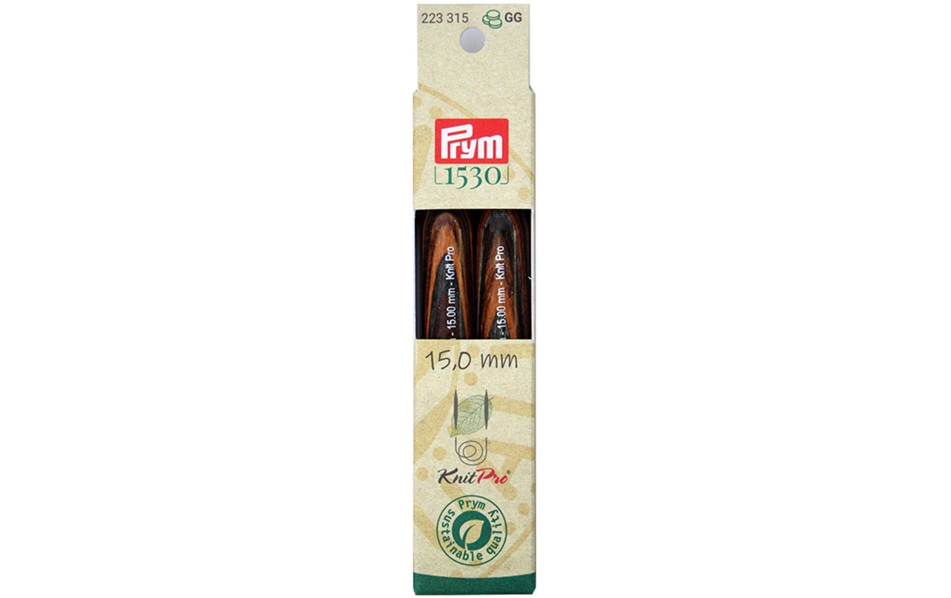 Prym Natürliche Stricknadelspitzen Mehrfarbig – 15 mm, 12,8 cm, Holz, 2 Stk.
