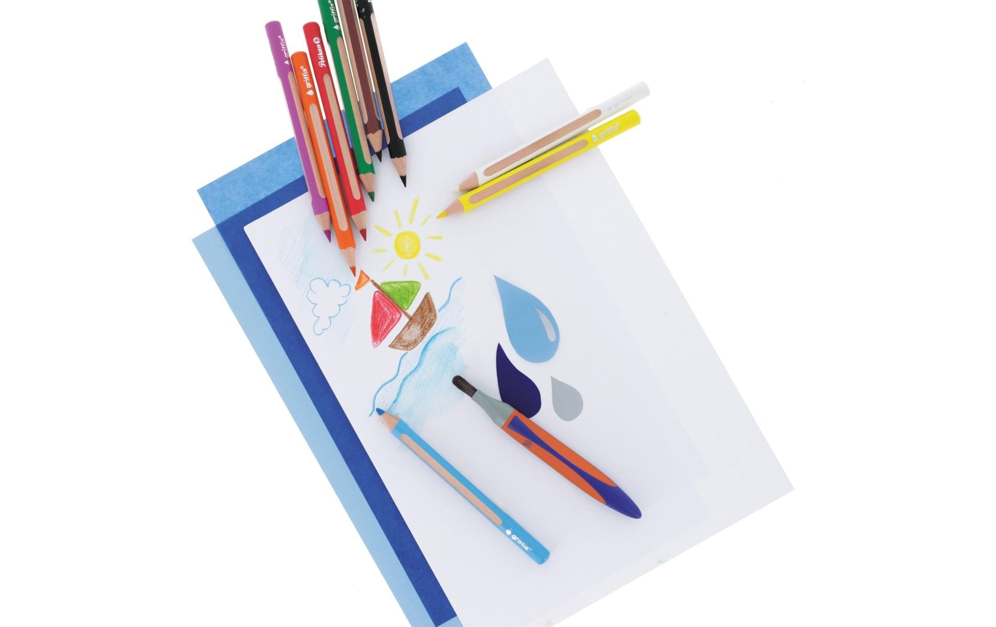 Pelikan griffix Aquarellfarbstifte – 9 Farben, ergonomisch, Karton