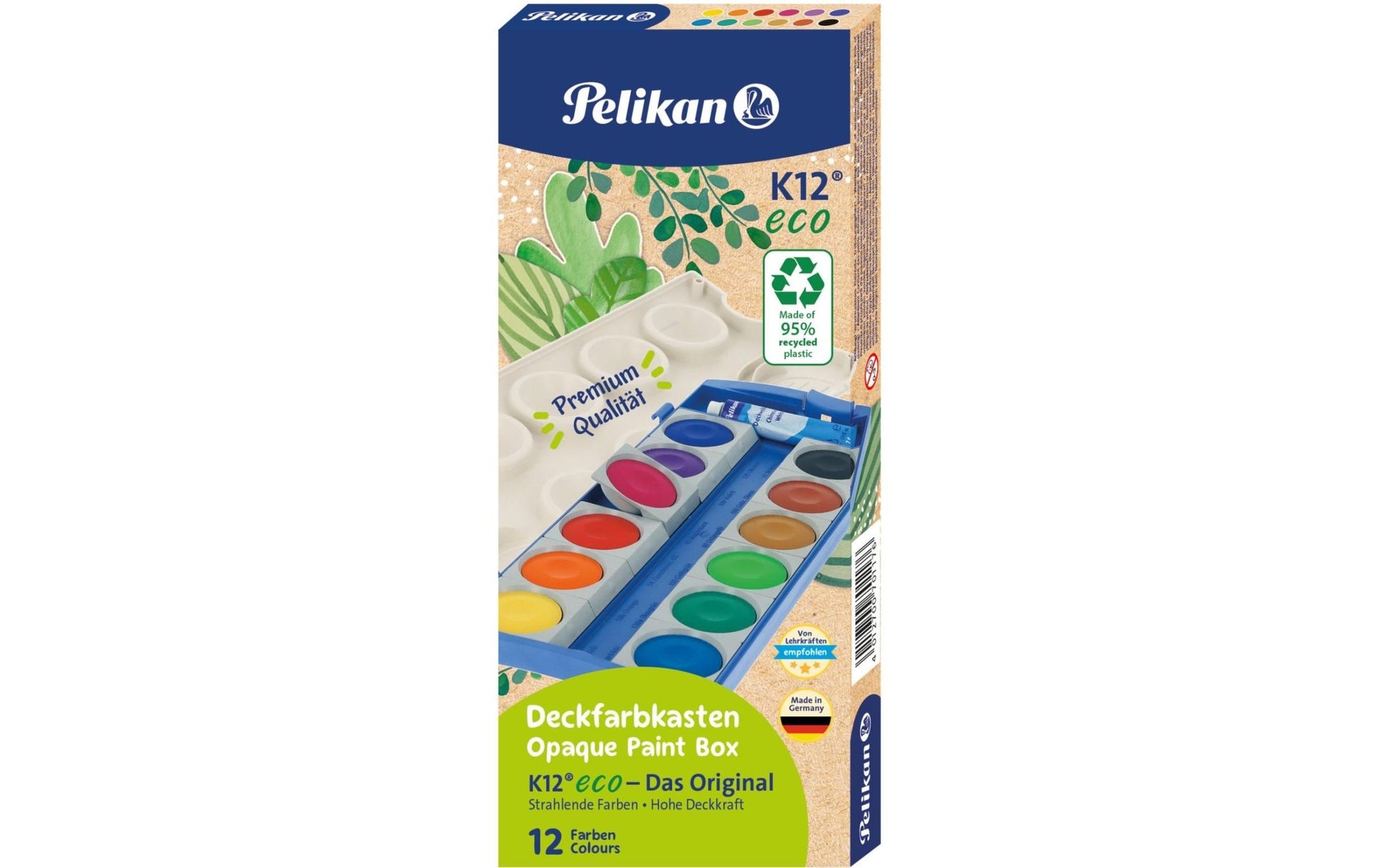 Pelikan K12 eco Deckfarbkasten – 13 Farben, lichtbeständig