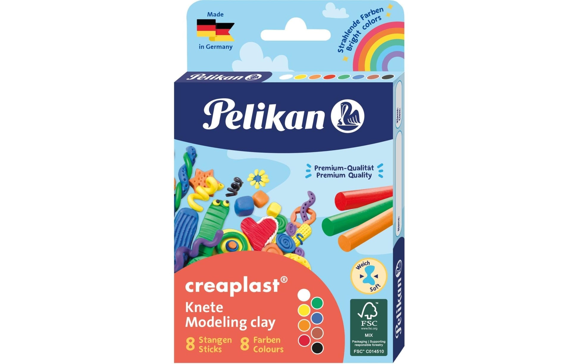 Pelikan Knetmasse, Creaplast, Mehrfarbig, 160 g, 8 Stk., FSC Mix