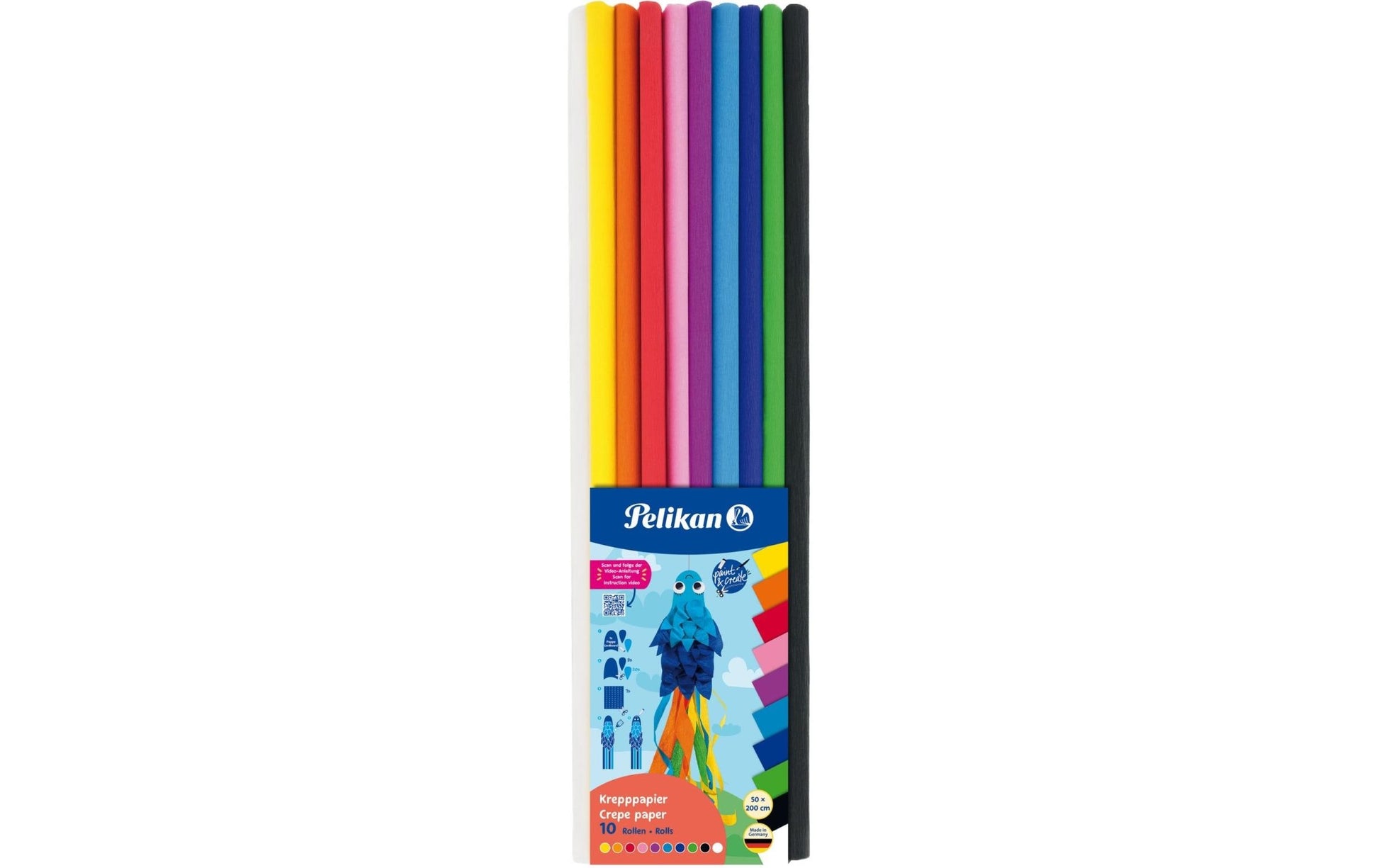 Pelikan Krepppapier-Rolle – 50 cm × 2 m, mehrfarbig, 30 g/m²